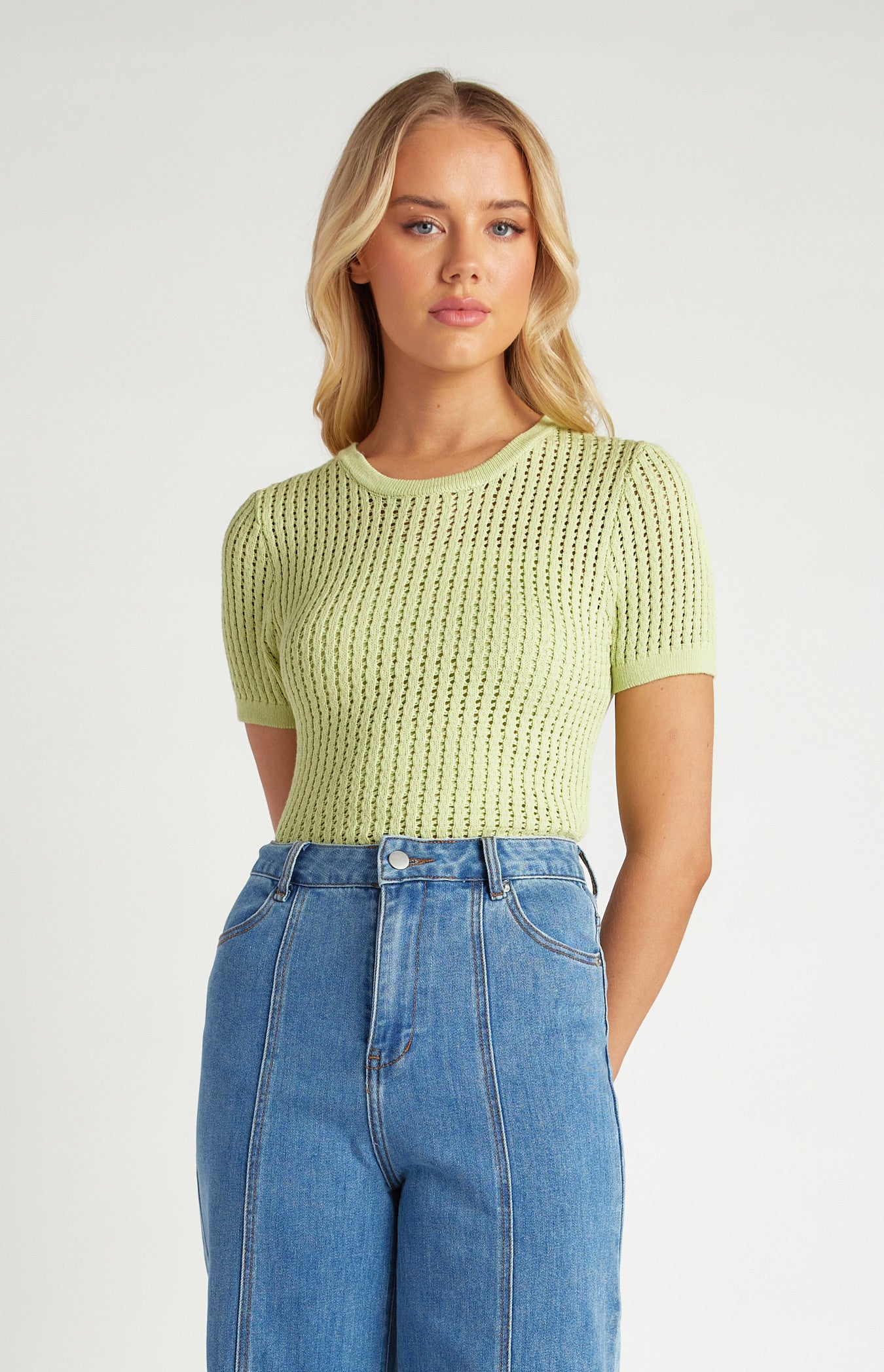 Crochet Knit Top with Slip Cami
