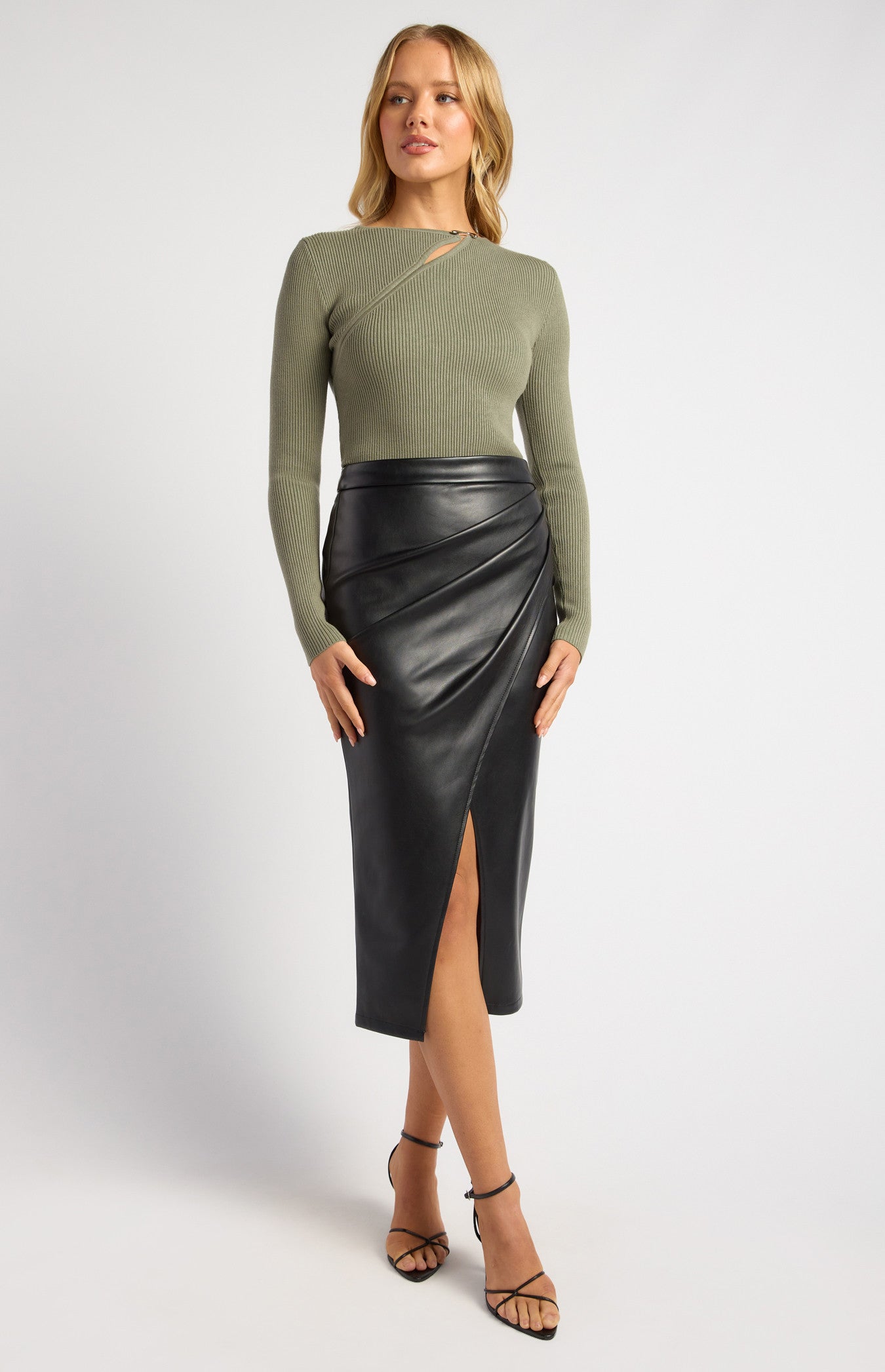 Silver Embellishment Cut-Out Detail Knit Top