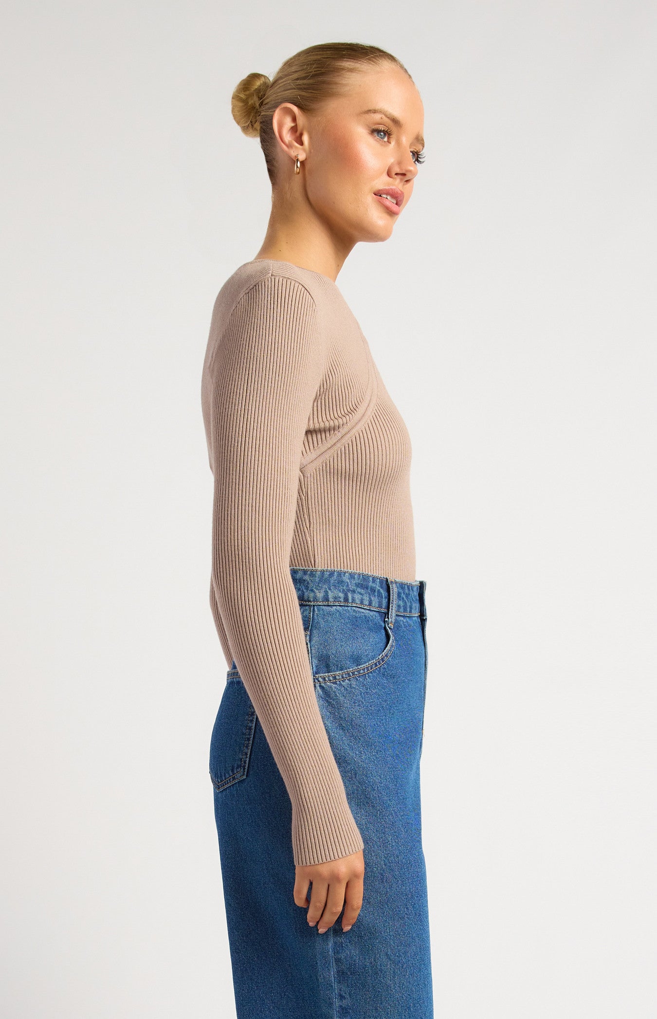 Silver Embellishment Cut-Out Detail Knit Top