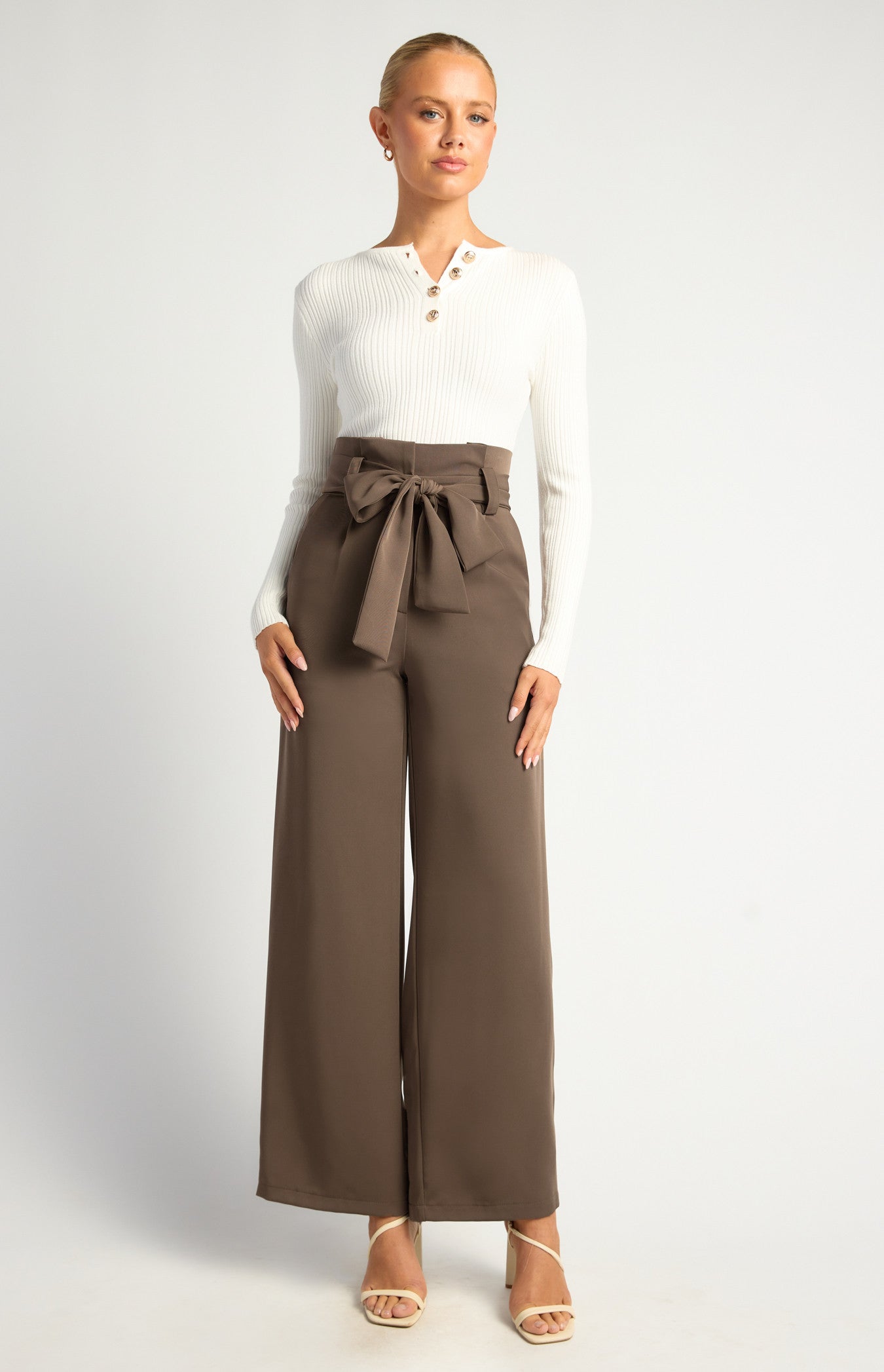 Paper Bag Waist Wide Leg Pants
