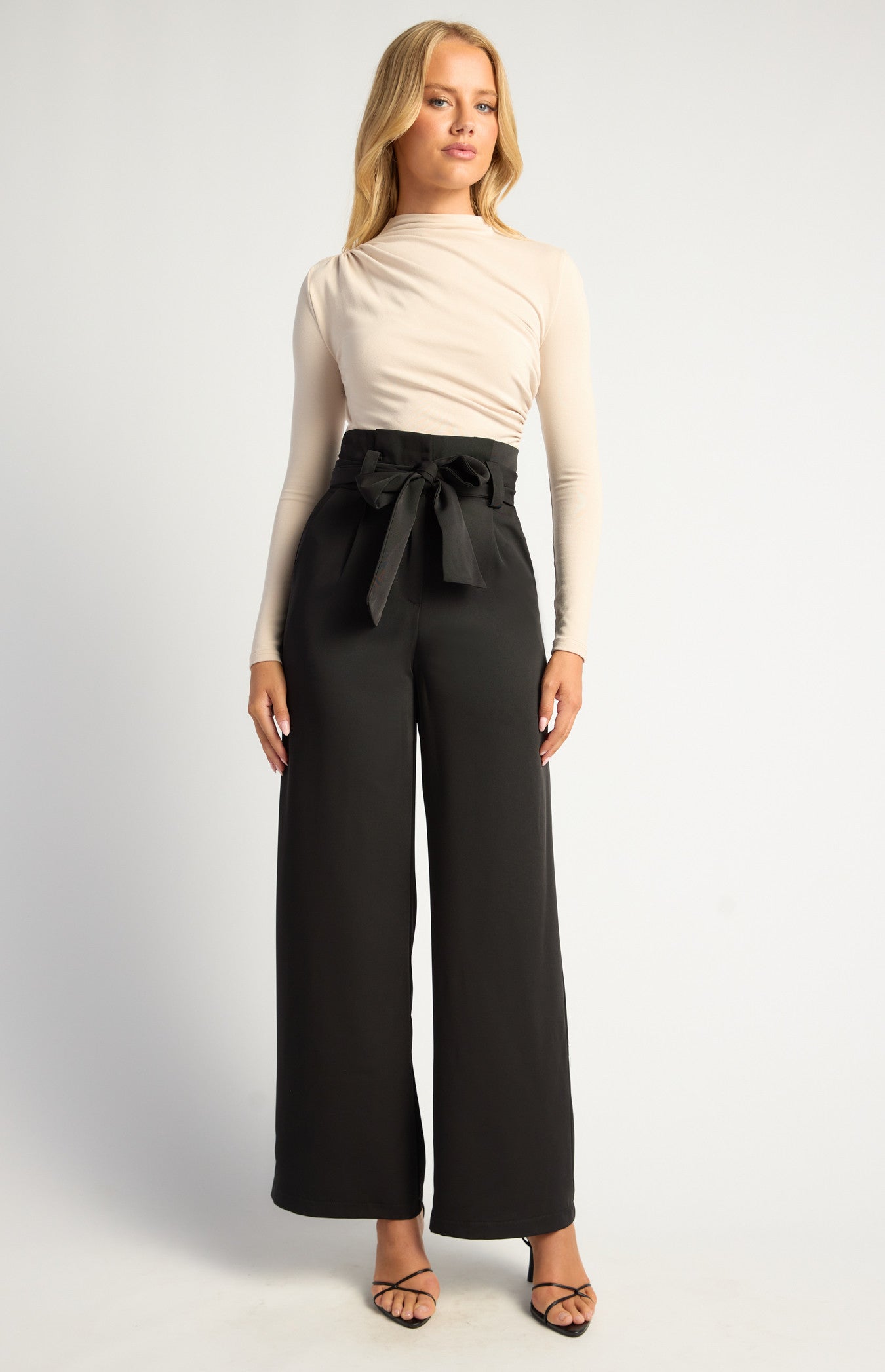 Paper Bag Waist Wide Leg Pants