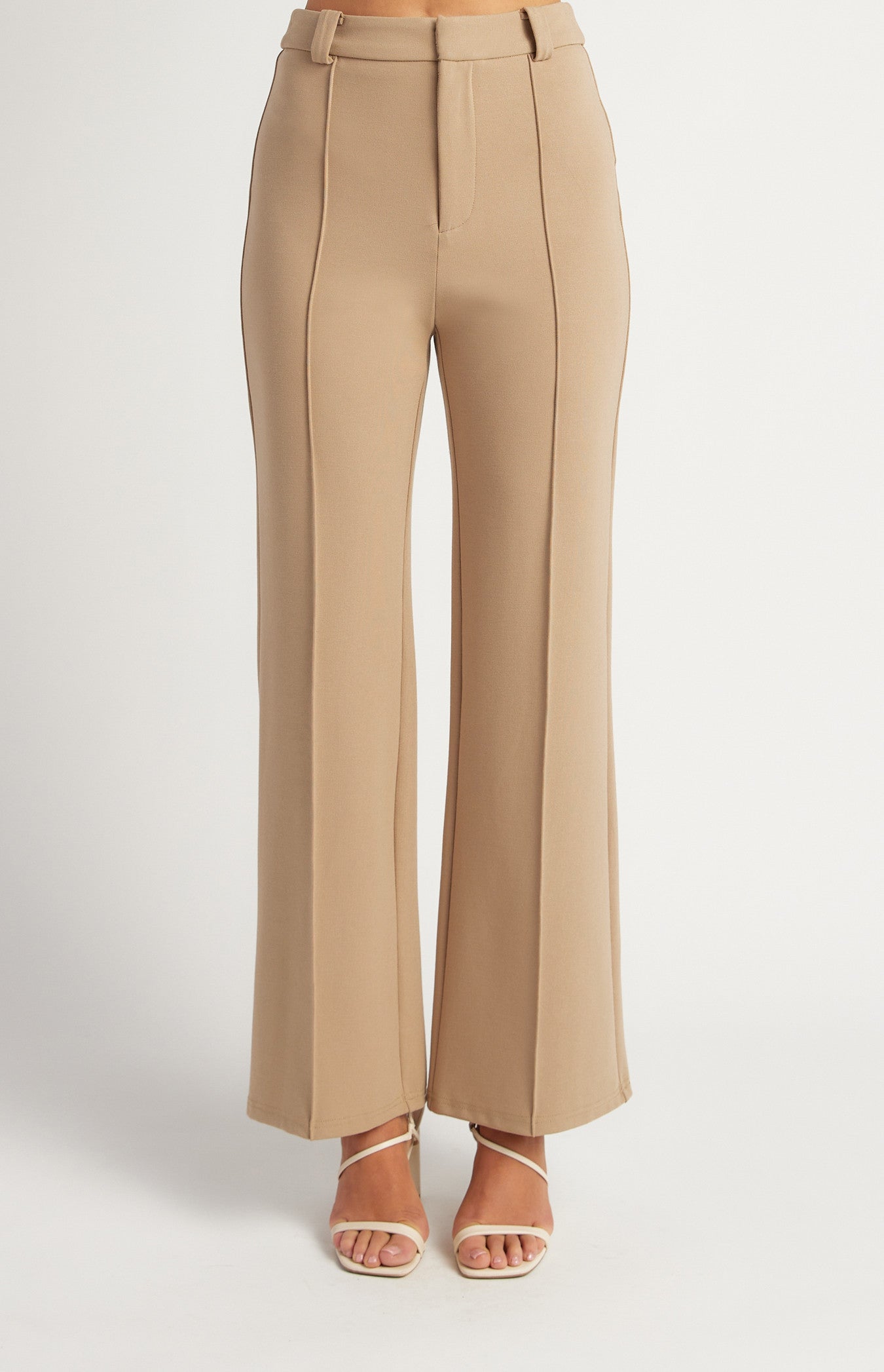 Stretch Fabric Front Seam Detail Pants