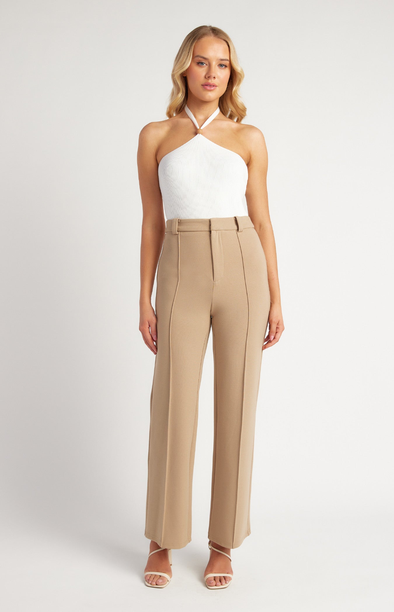 Stretch Fabric Front Seam Detail Pants