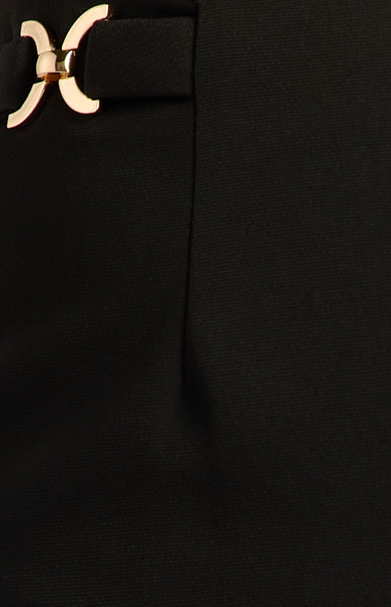 Double Gold Buckle Detail Straight Leg Pants