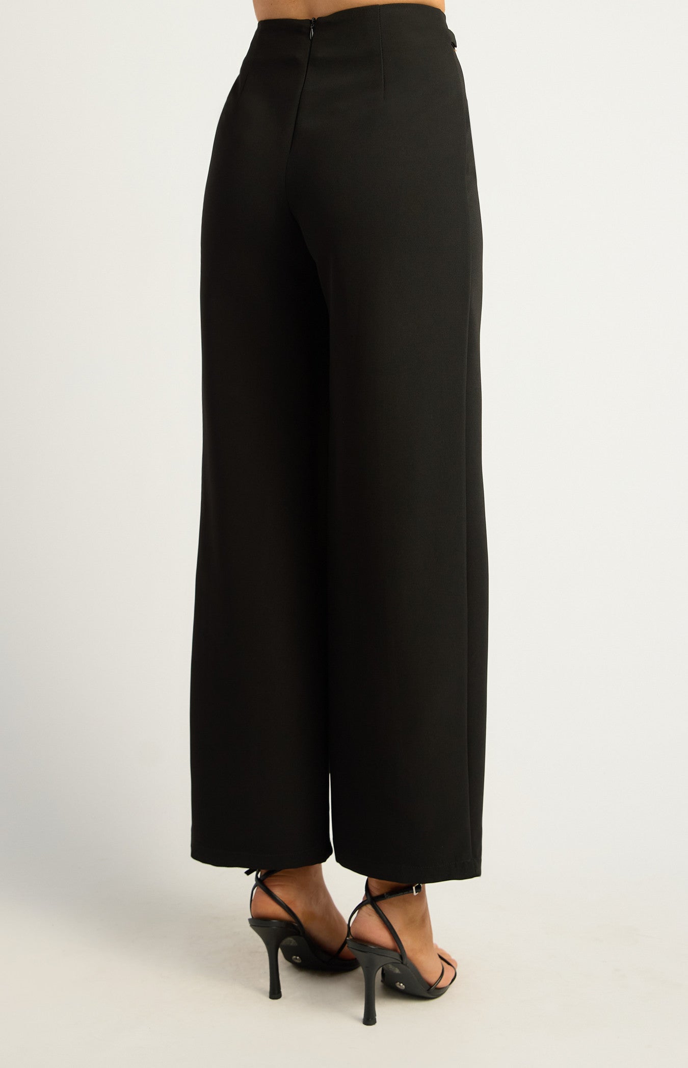 Double Gold Buckle Detail Straight Leg Pants
