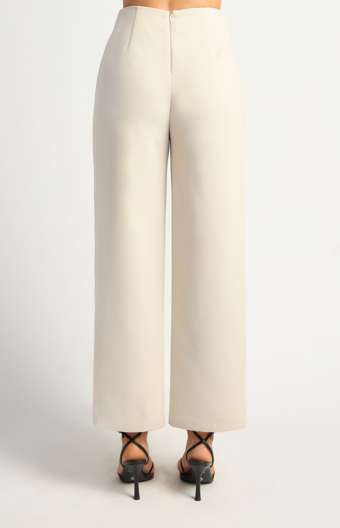 Double Gold Buckle Detail Straight Leg Pants