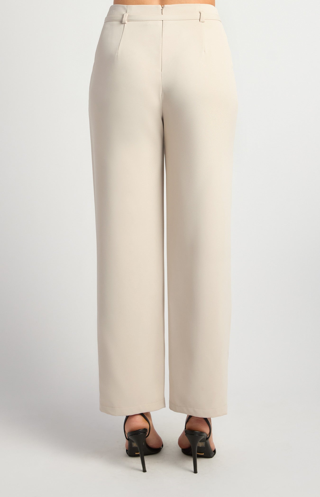 D-Ring Buckle Thin Belt Tapered Pants