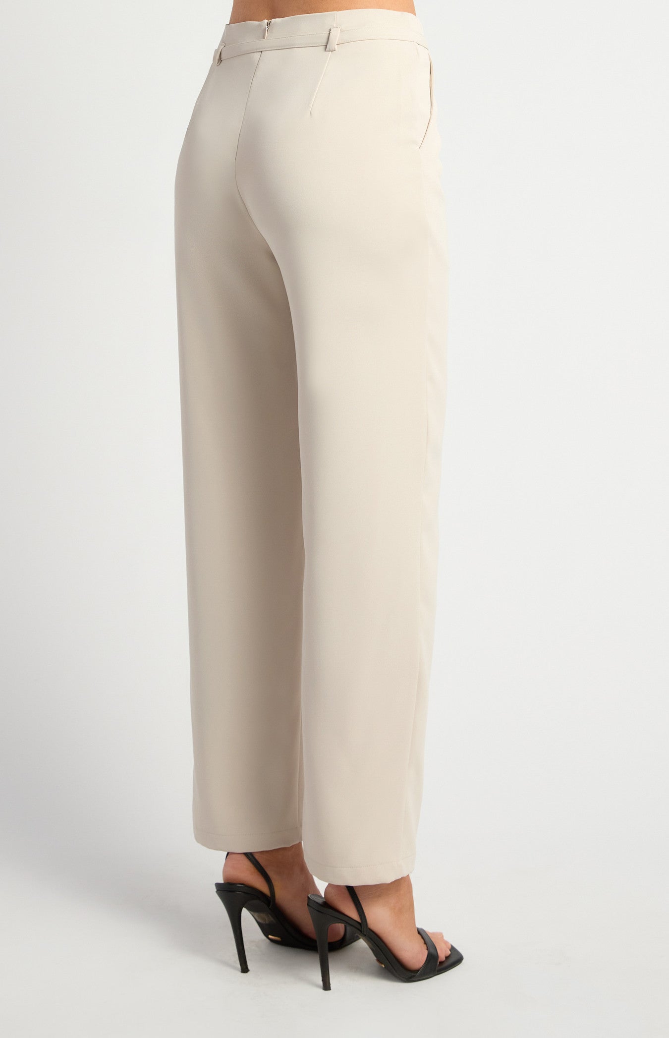 D-Ring Buckle Thin Belt Tapered Pants
