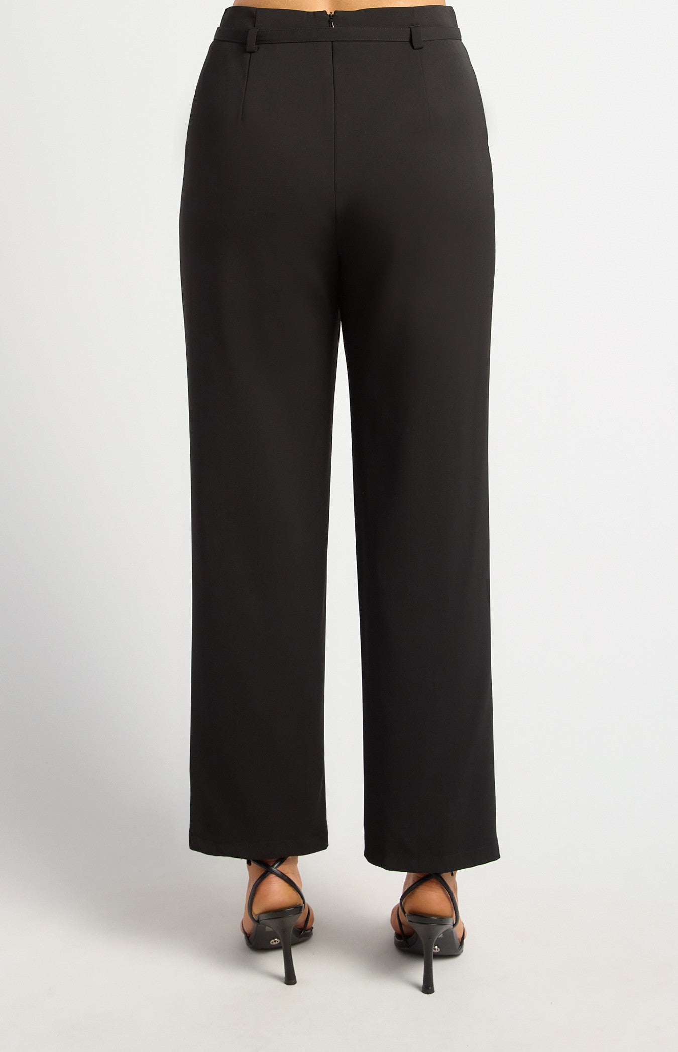 D-Ring Buckle Thin Belt Tapered Pants