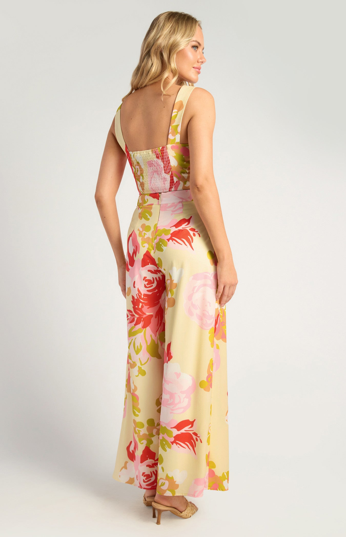 Floral Print Top And Pleated Pants Set