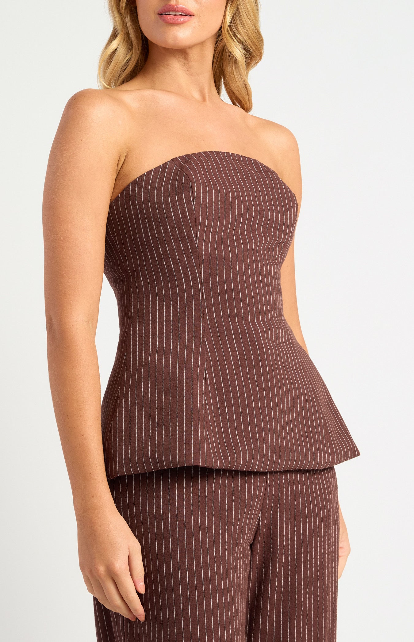 Pin Stripe Peplum Top and Pants Set