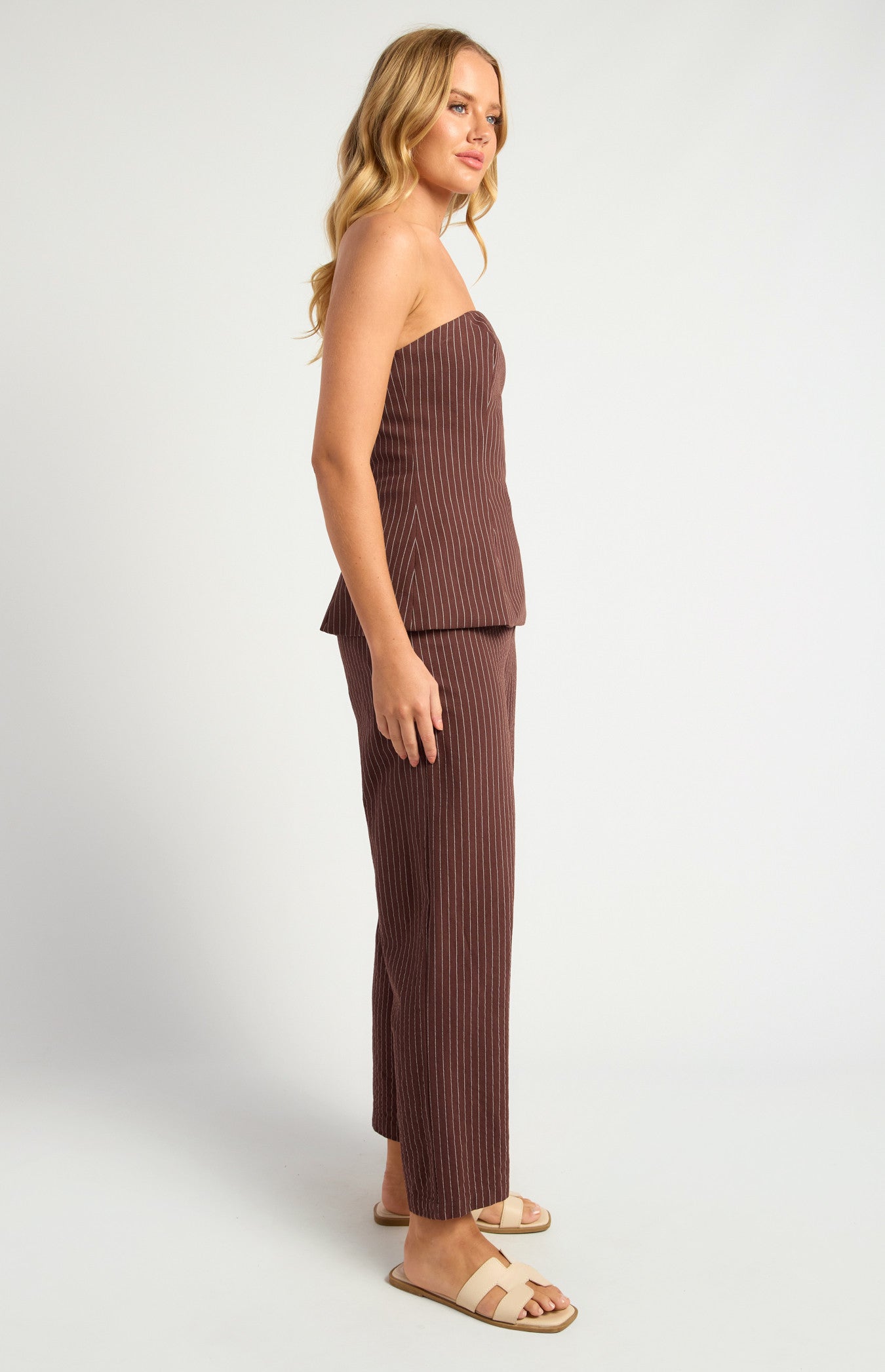 Pin Stripe Peplum Top and Pants Set