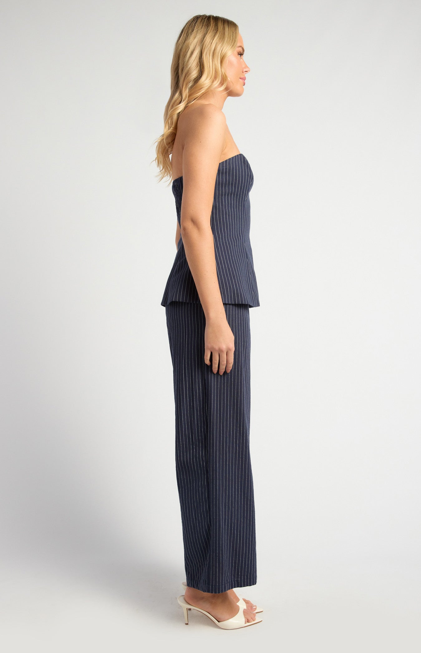 Pin Stripe Peplum Top and Pants Set