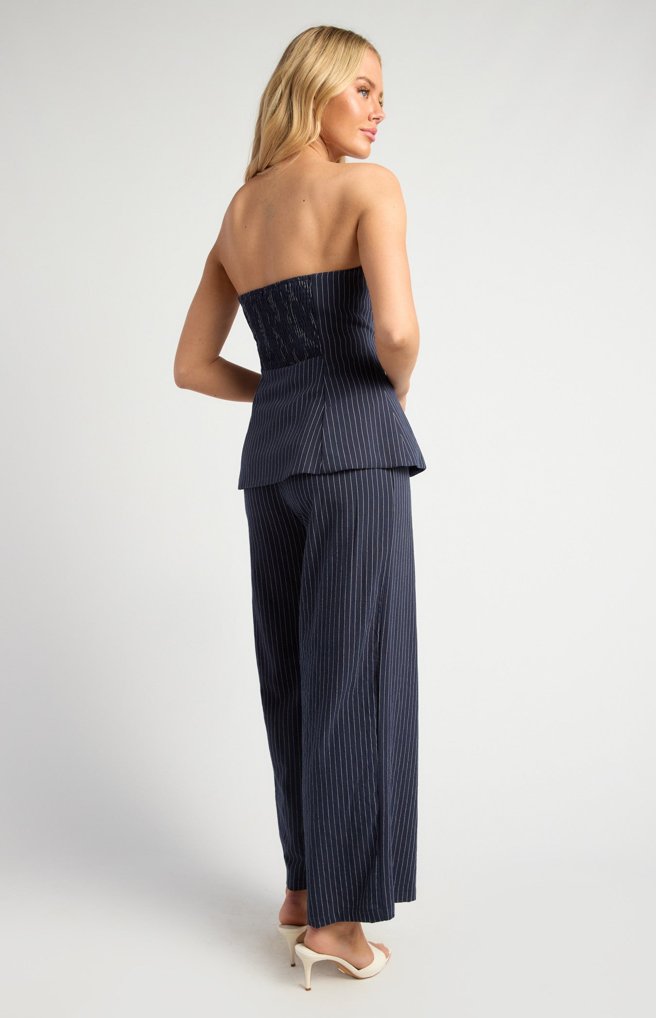 Pin Stripe Peplum Top and Pants Set