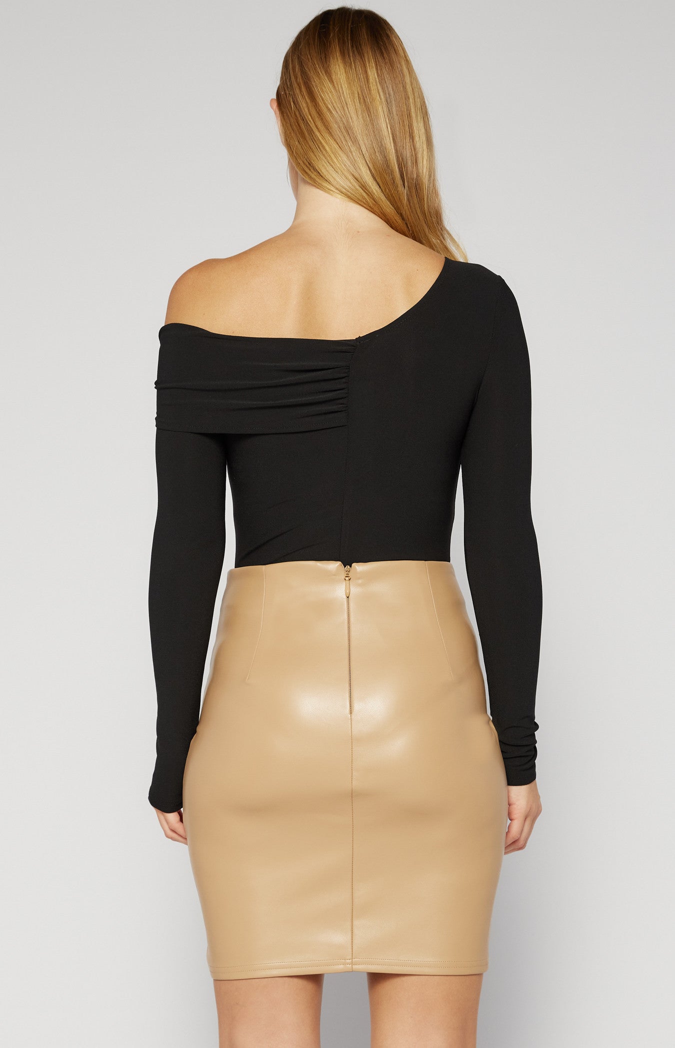 One Shoulder Jersey Top with Knot Feature