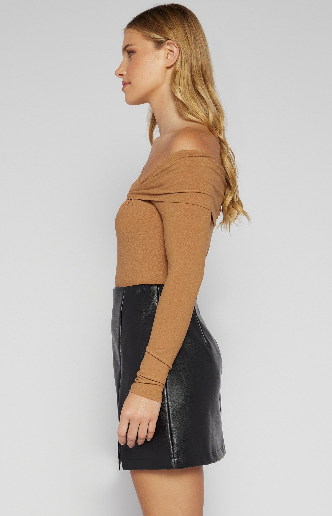 One Shoulder Jersey Top with Knot Feature