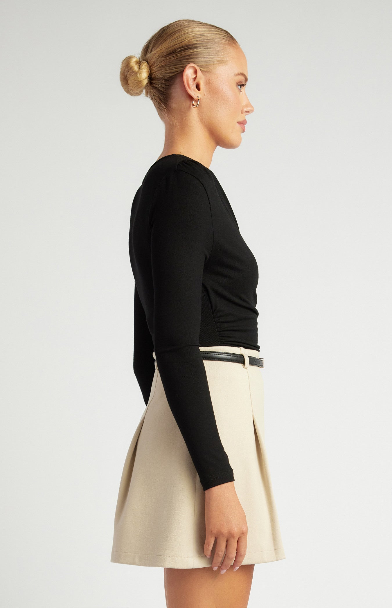 Cross Neck Ruched Detail Jersey Bodysuit