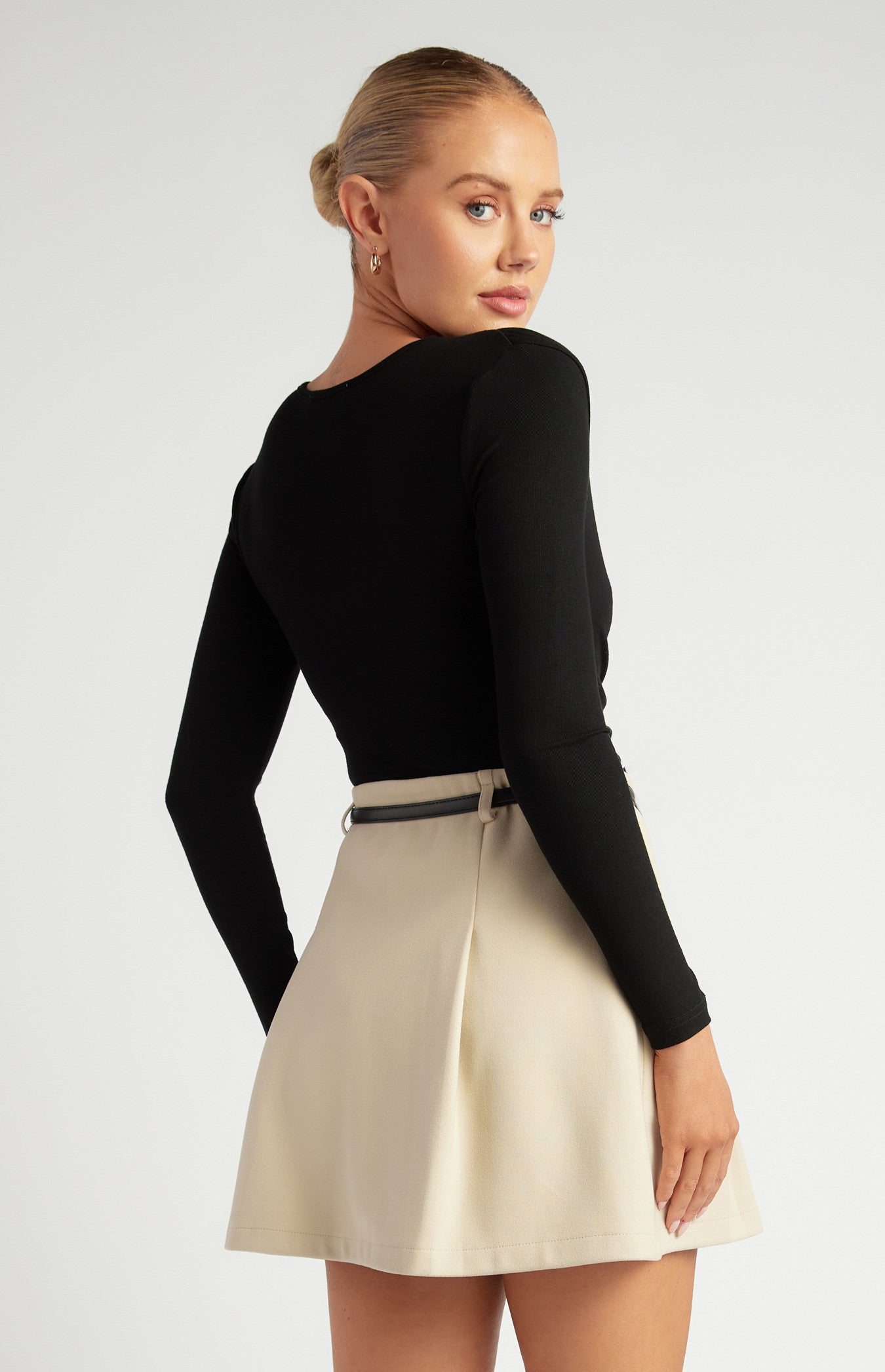 Cross Neck Ruched Detail Jersey Bodysuit