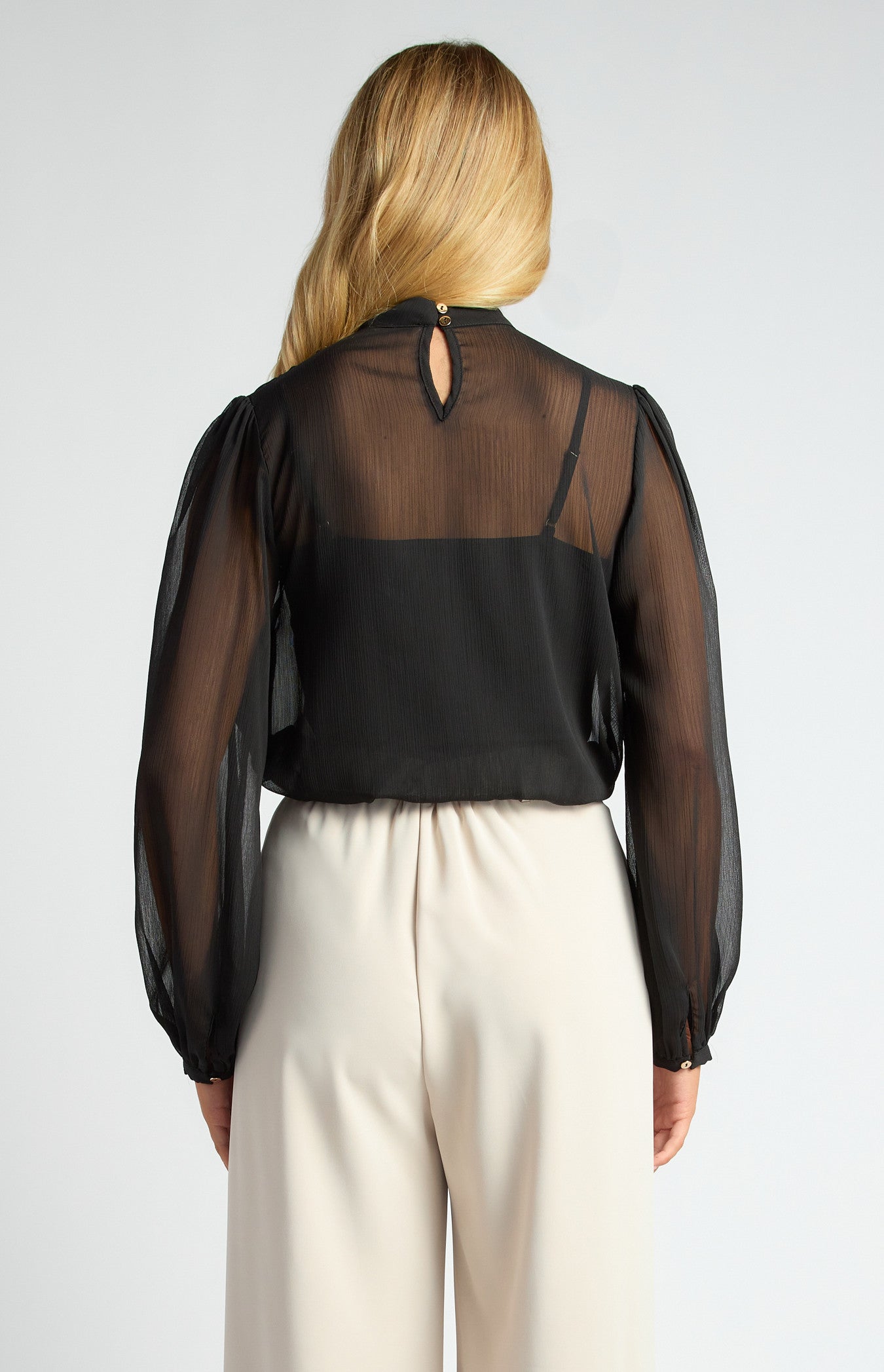 High Neck Chiffon Top with Separate Cami