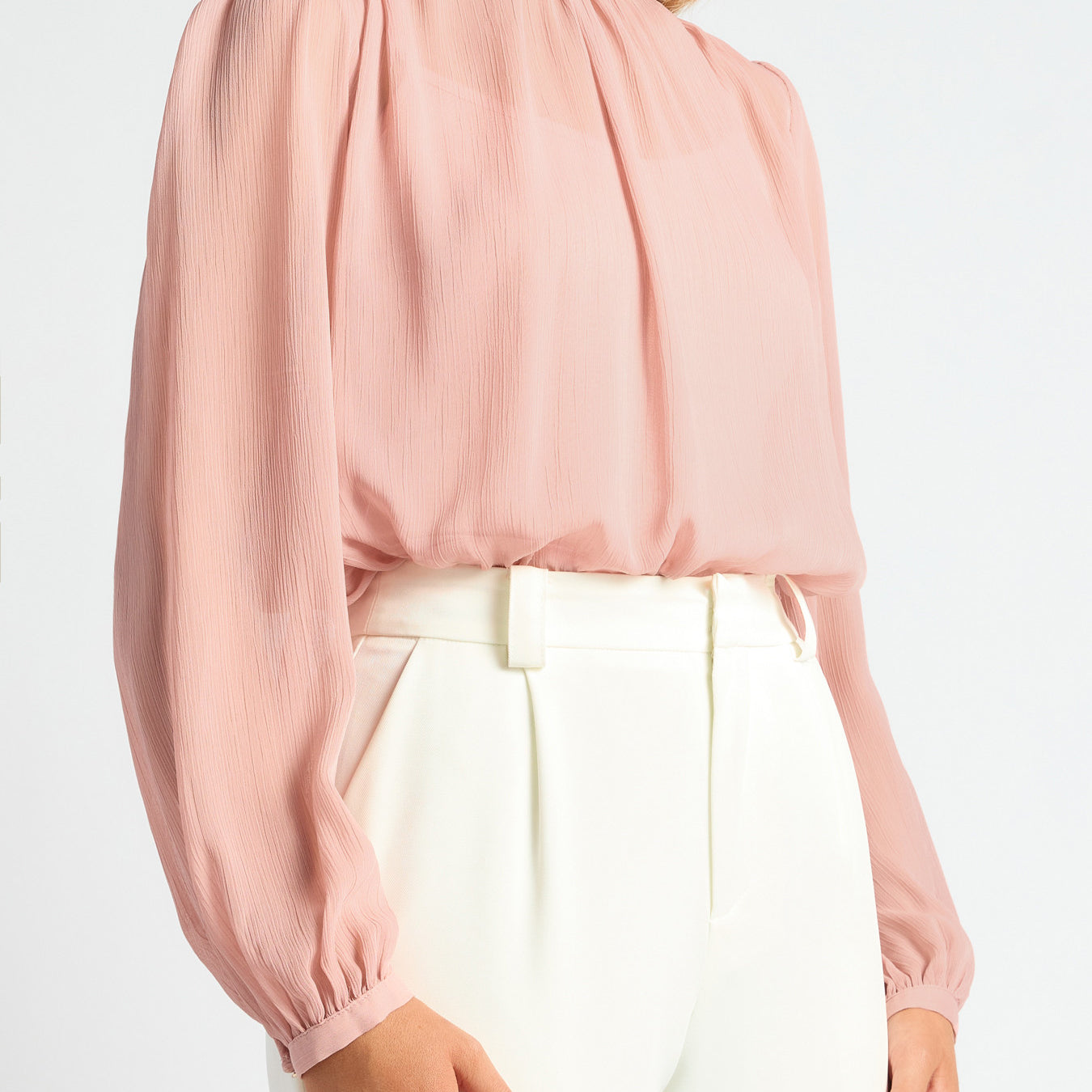 High Neck Chiffon Top with Separate Cami