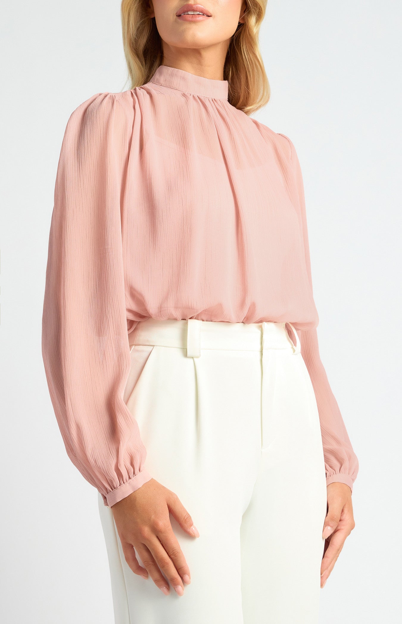 High Neck Chiffon Top with Separate Cami