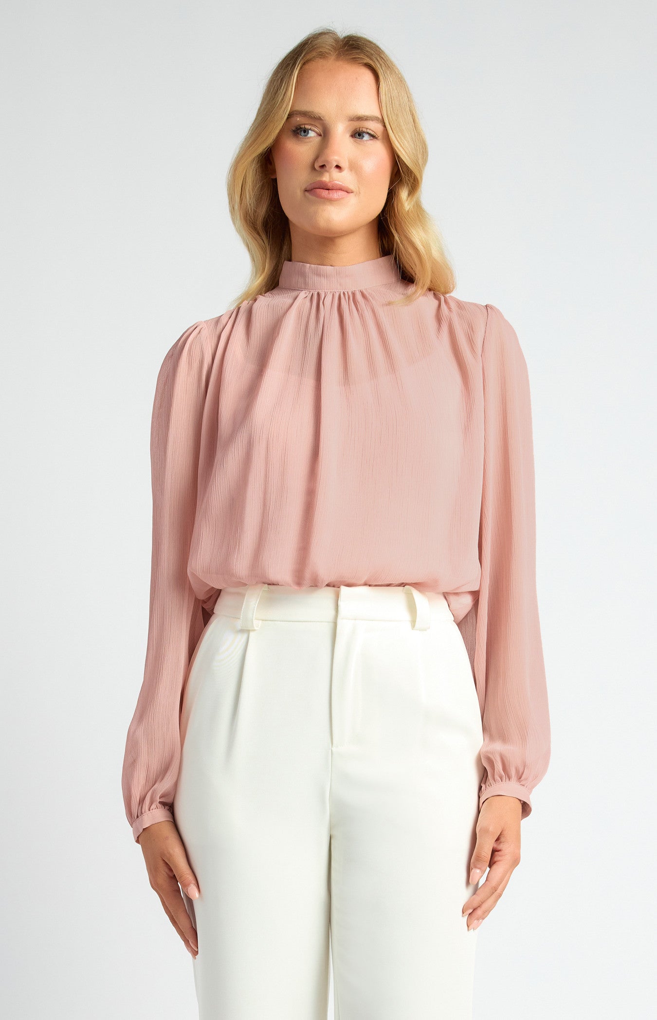 High Neck Chiffon Top with Separate Cami