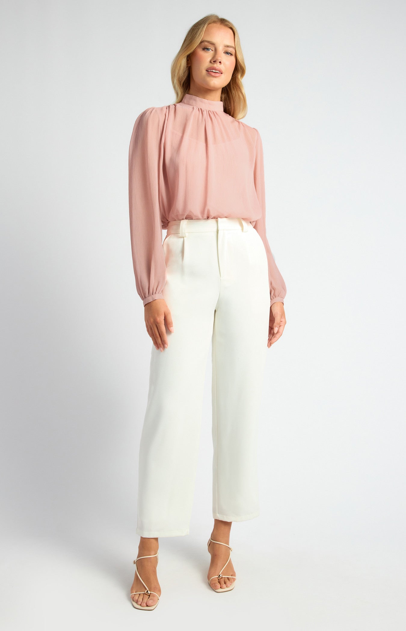 High Neck Chiffon Top with Separate Cami