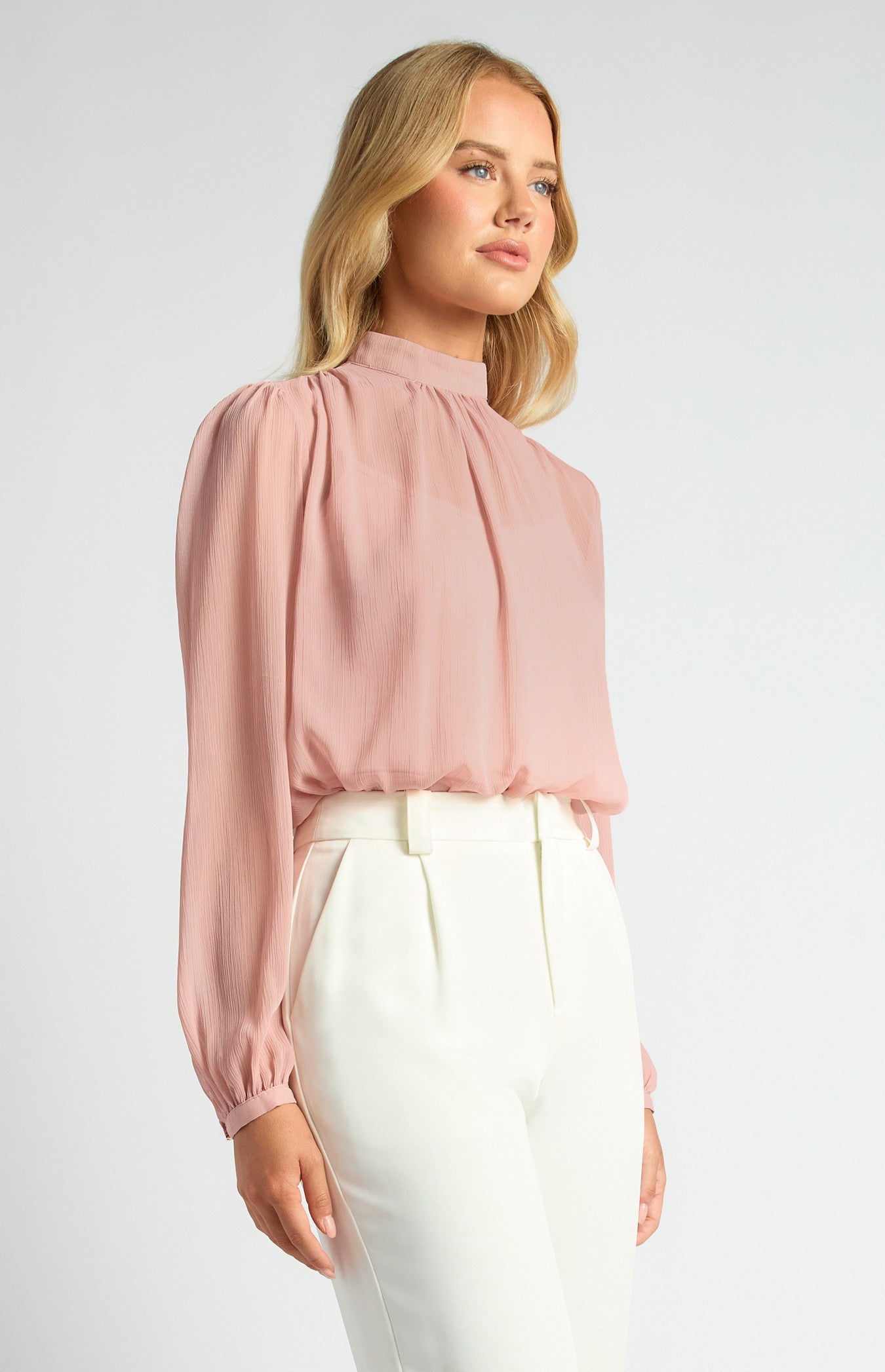 High Neck Chiffon Top with Separate Cami