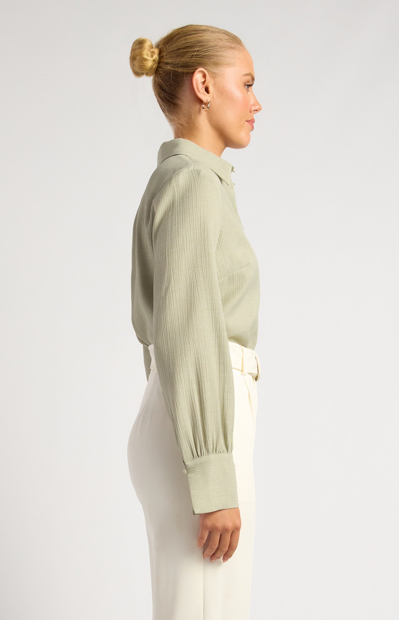 Textured Shirt with Self-Covered Shank Buttons