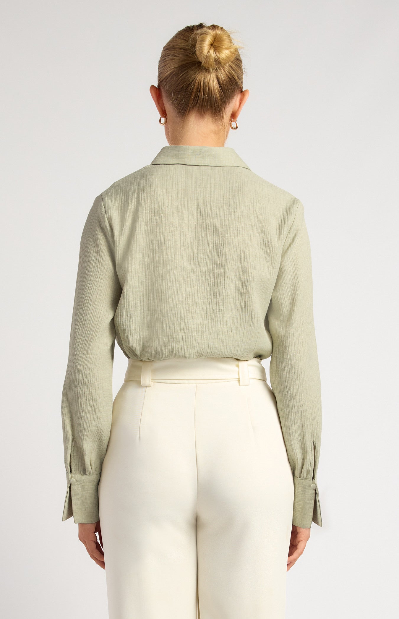 Textured Shirt with Self-Covered Shank Buttons