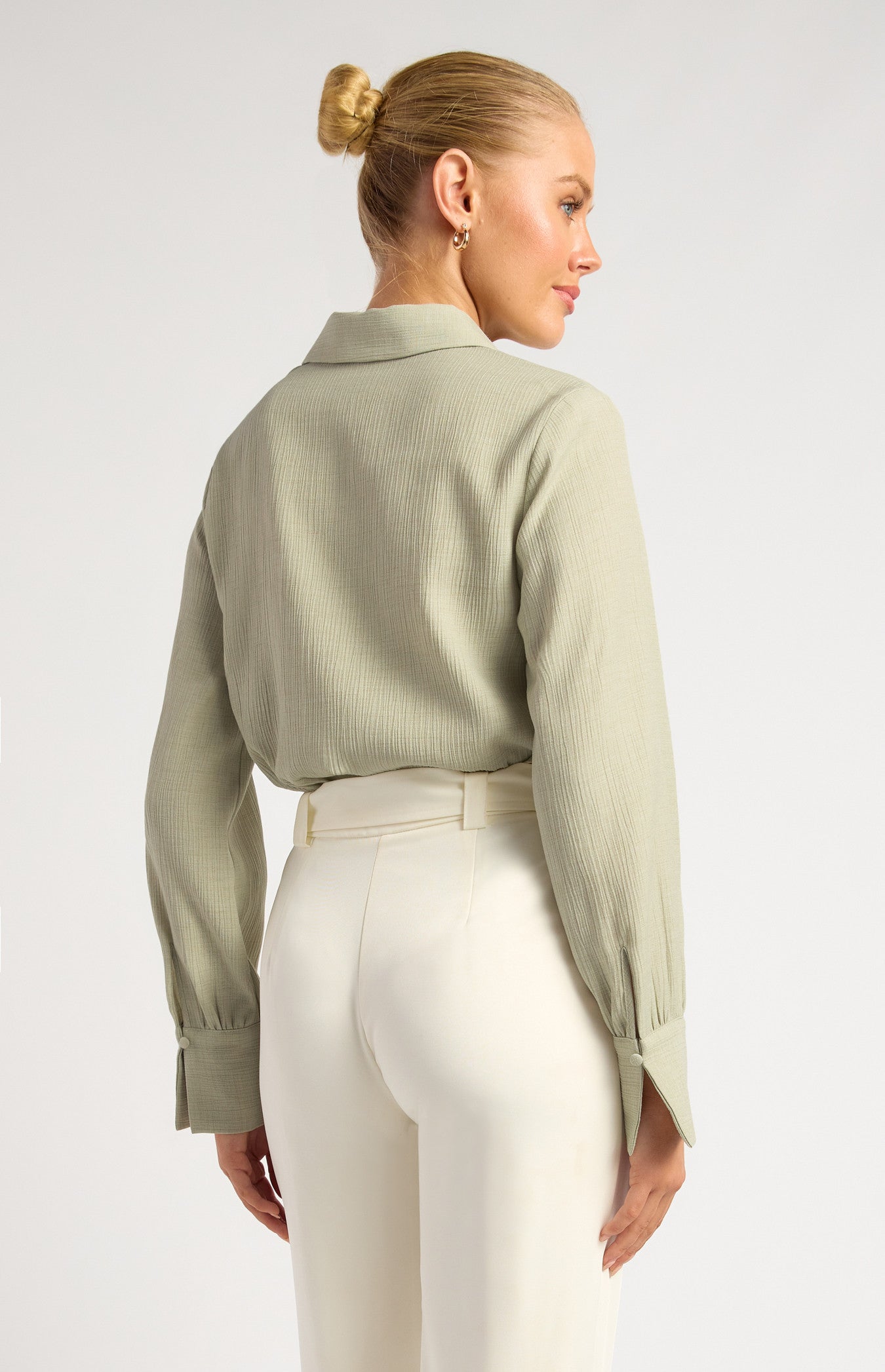 Textured Shirt with Self-Covered Shank Buttons