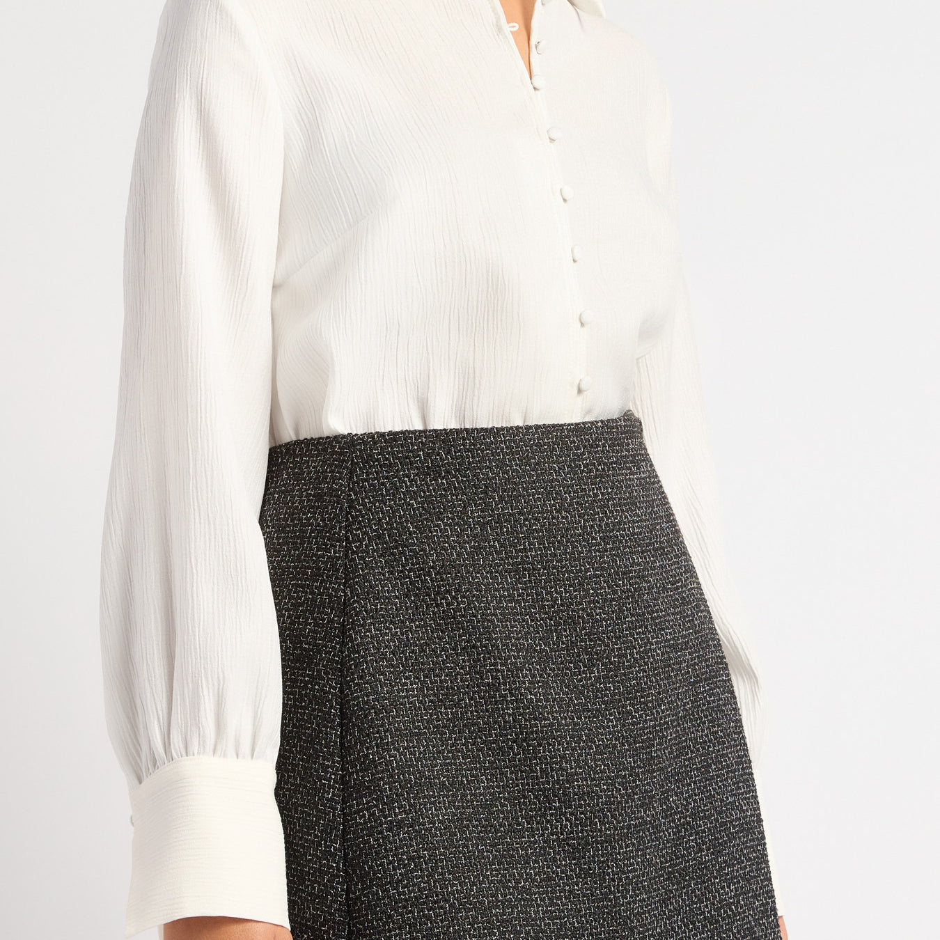 Textured Shirt with Self-Covered Shank Buttons