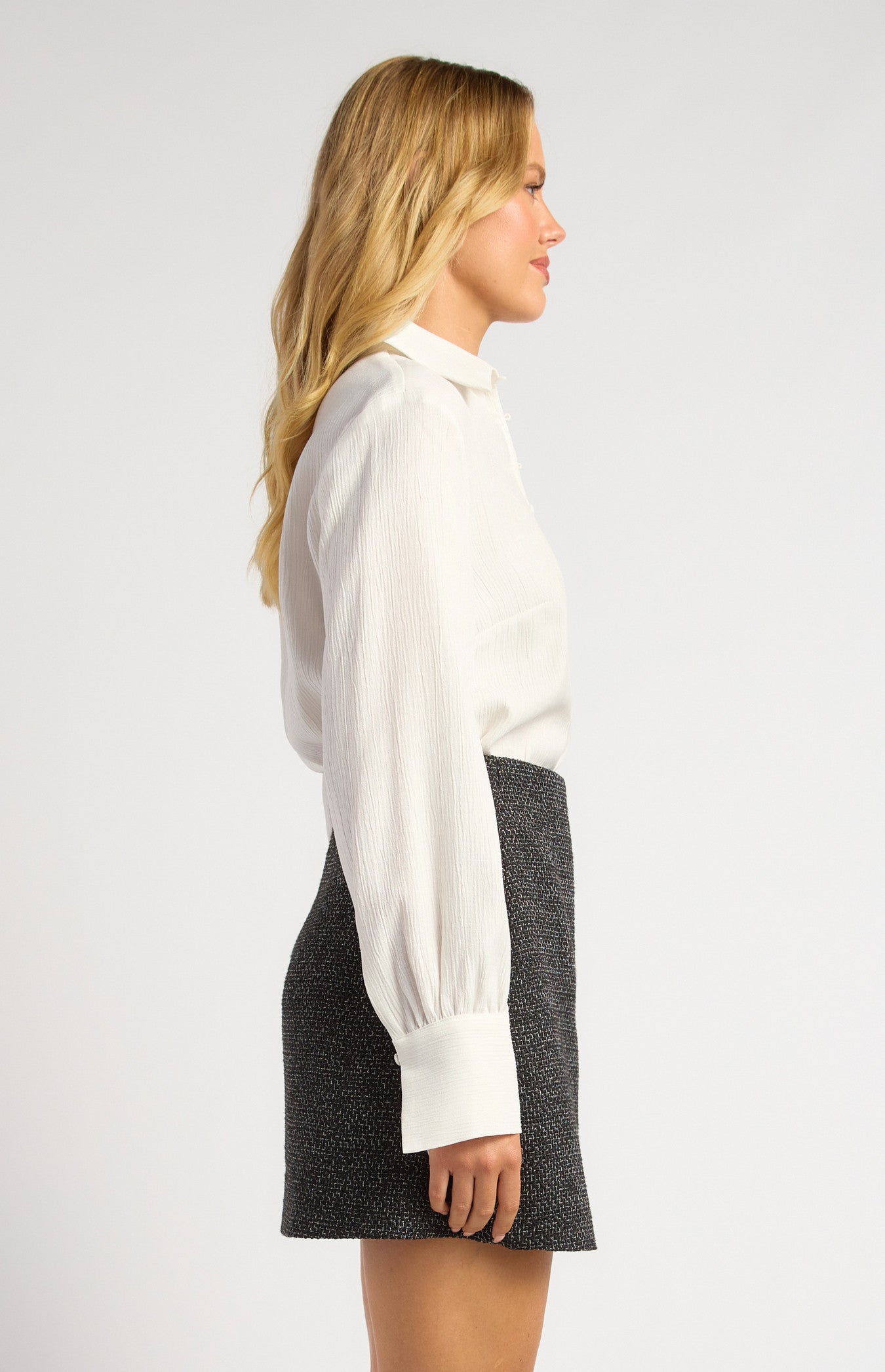 Textured Shirt with Self-Covered Shank Buttons