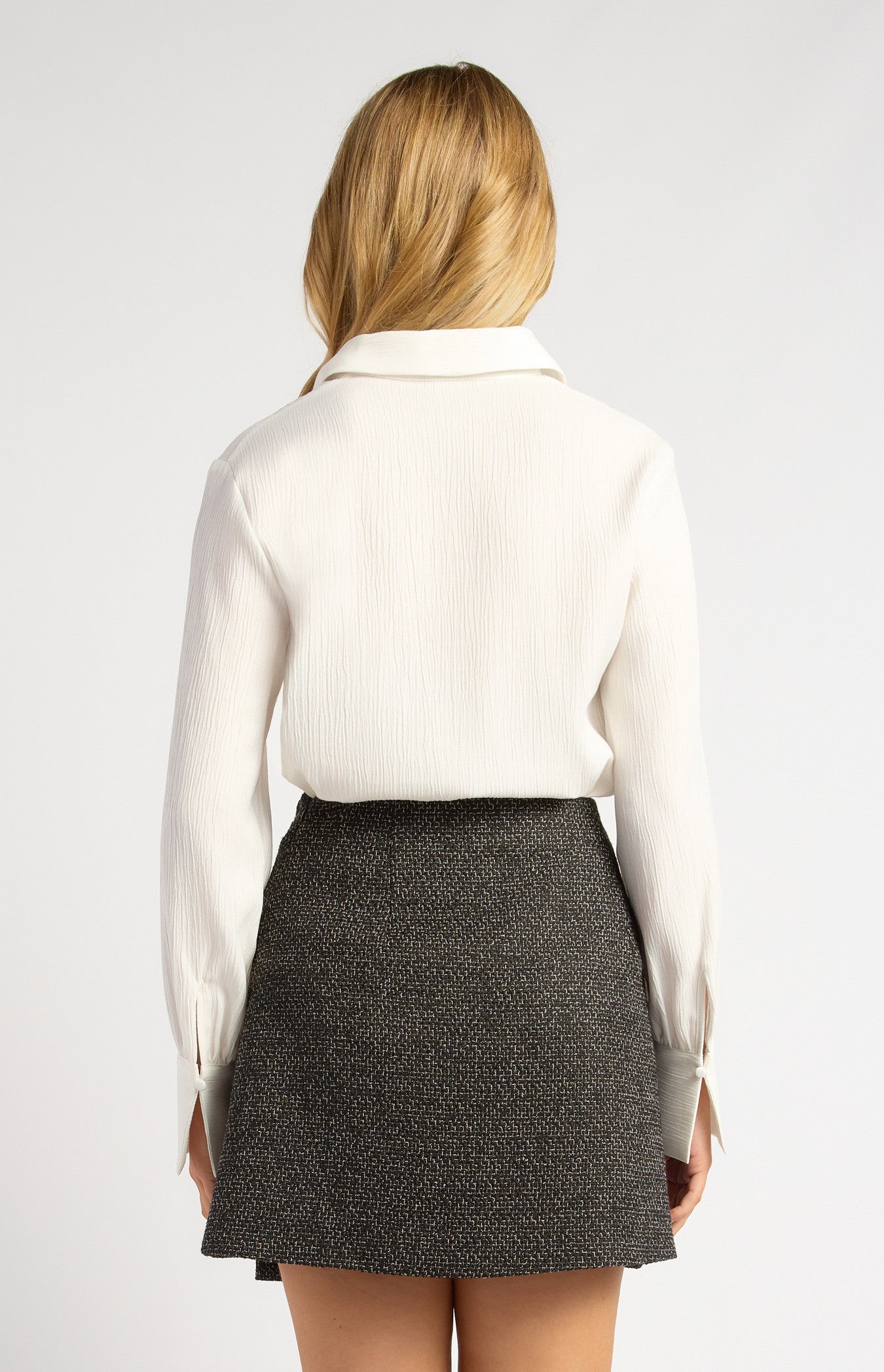 Textured Shirt with Self-Covered Shank Buttons