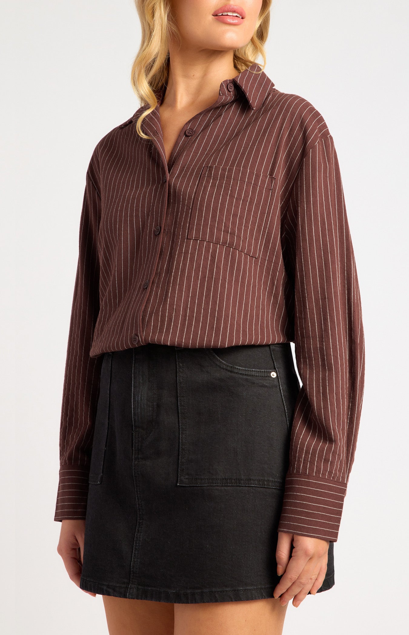 Pin Stripe Button-Up Shirt