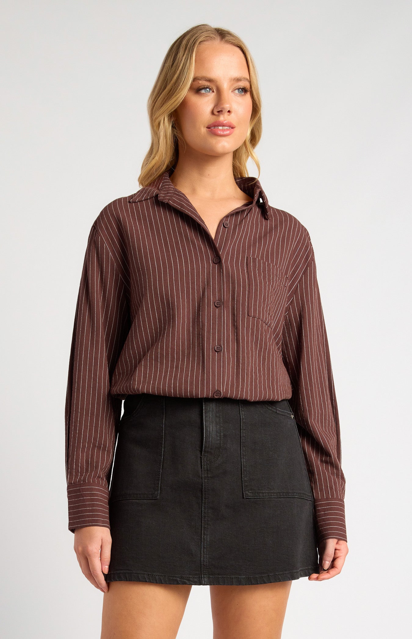 Pin Stripe Button-Up Shirt