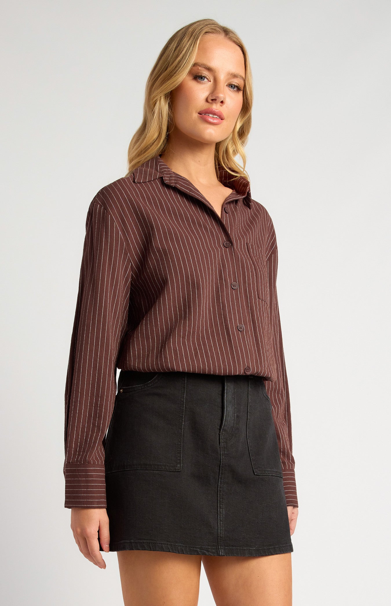 Pin Stripe Button-Up Shirt