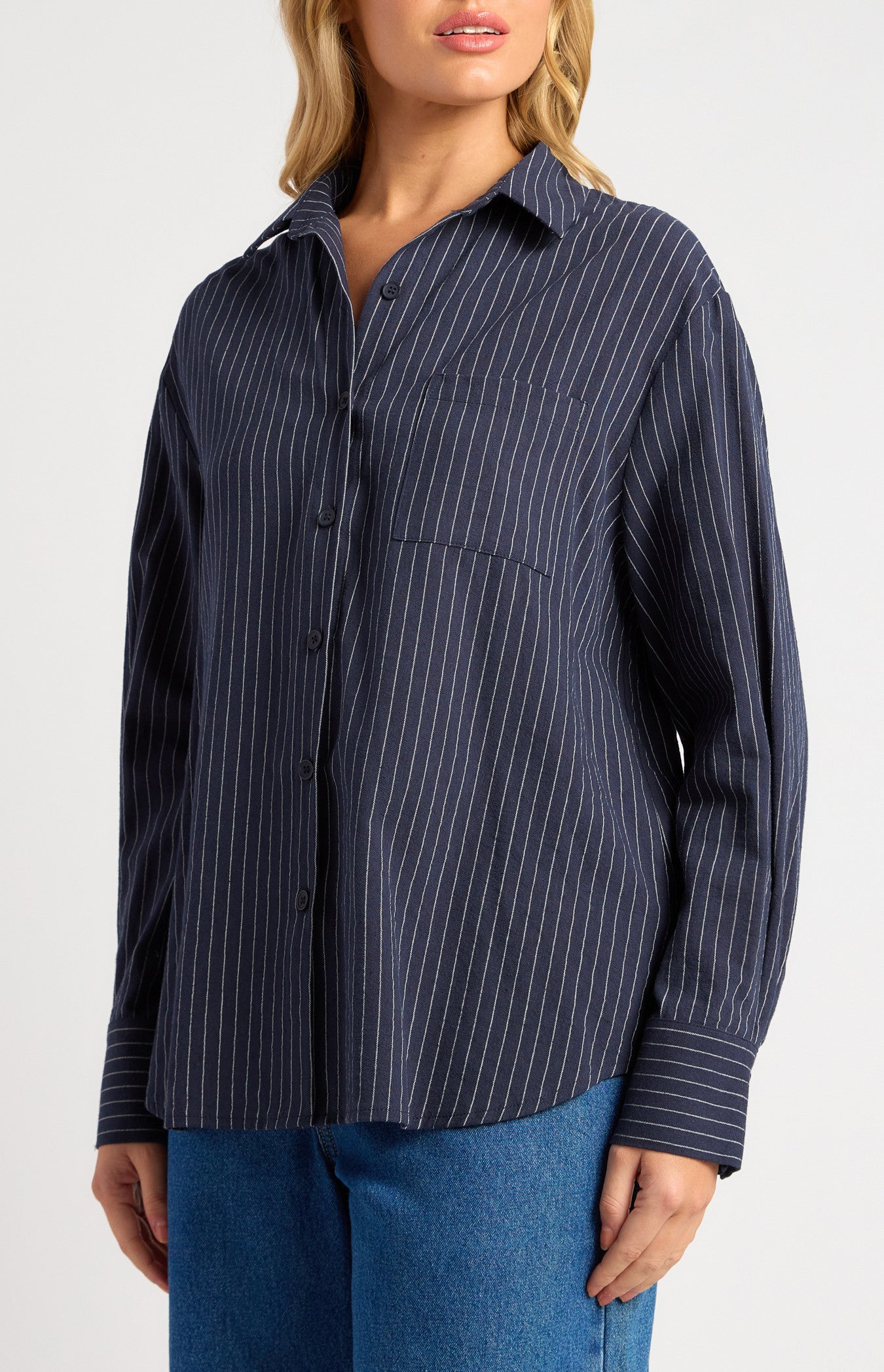 Pin Stripe Button-Up Shirt