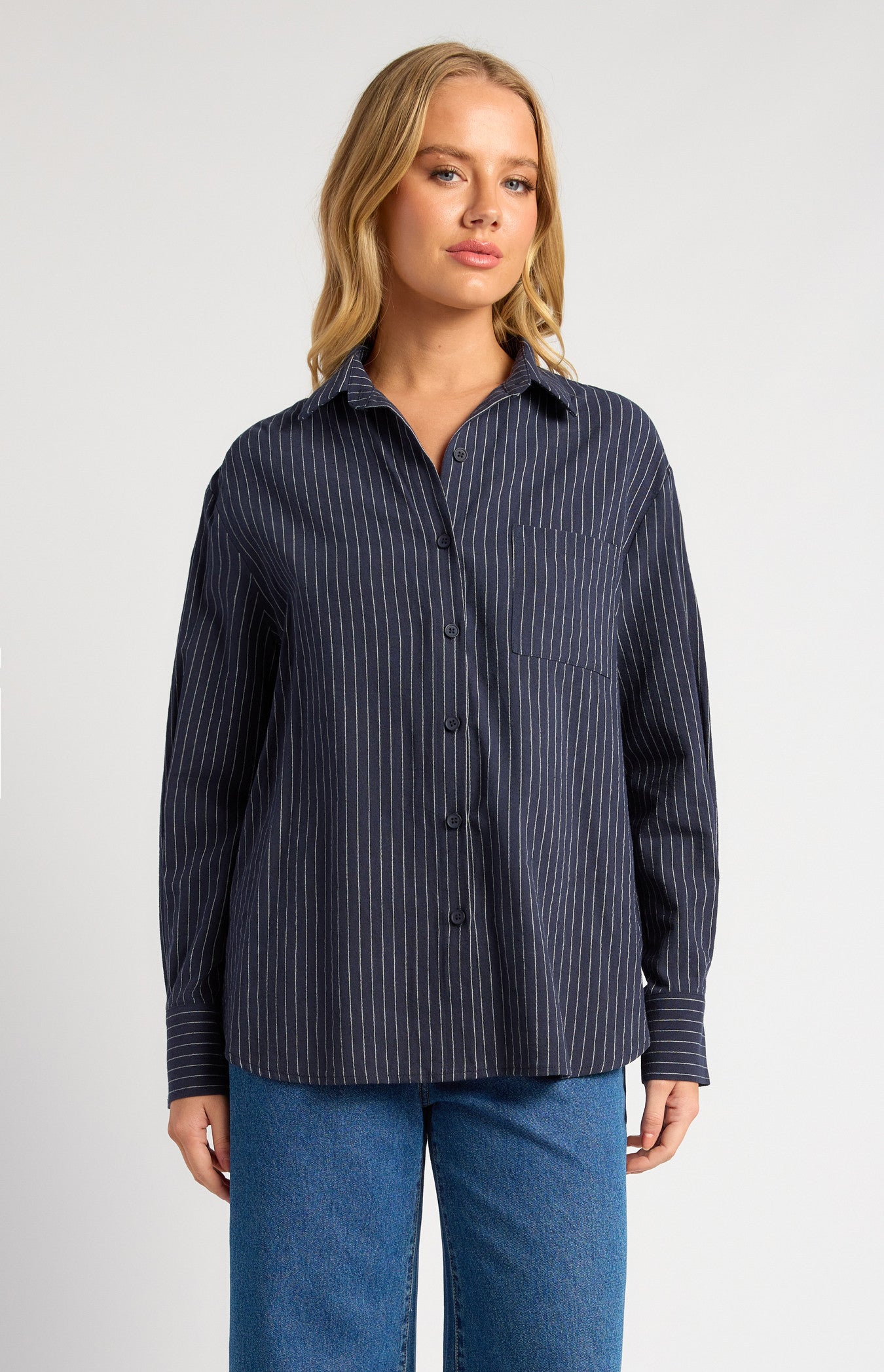 Pin Stripe Button-Up Shirt