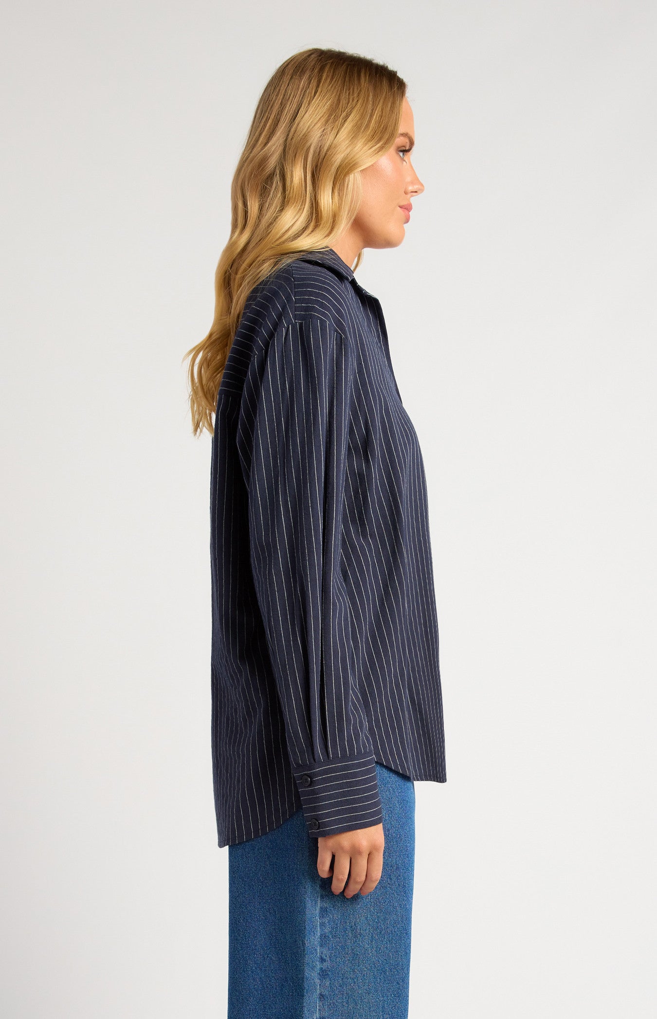 Pin Stripe Button-Up Shirt