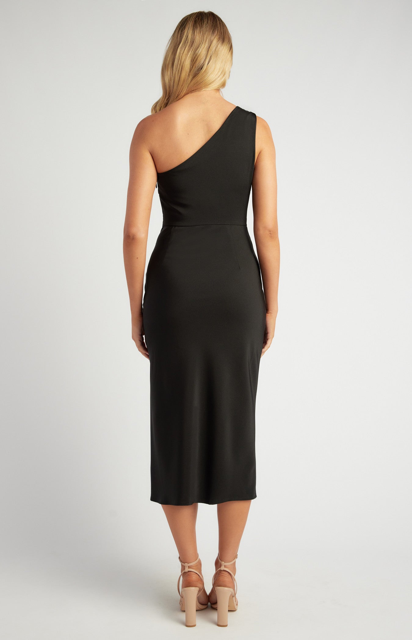 Pleated Detail Satin Dress with Detachable Scarf