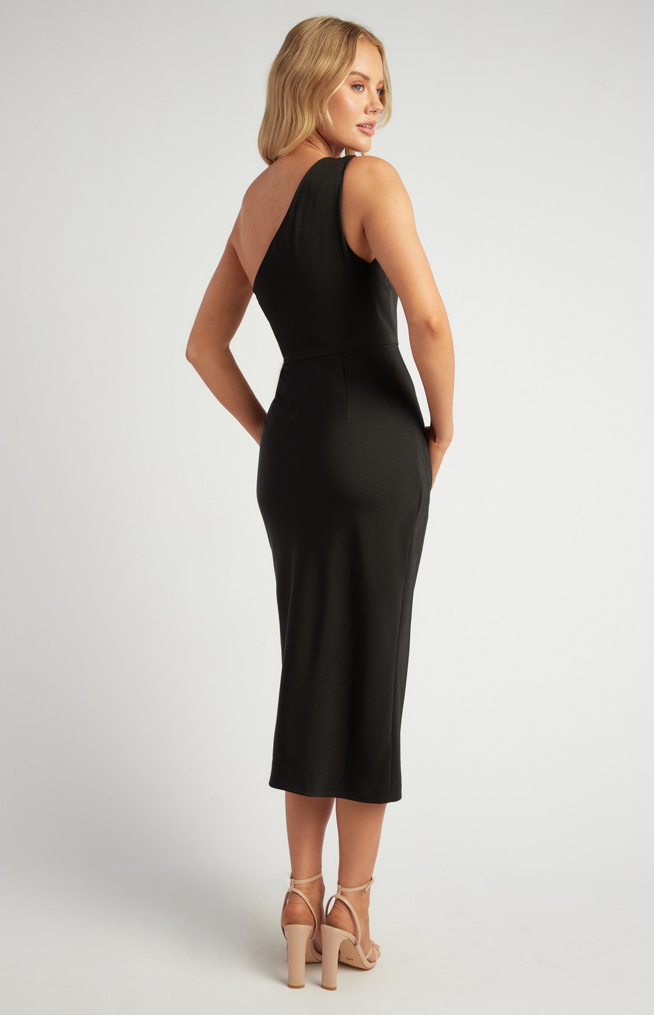 Pleated Detail Satin Dress with Detachable Scarf