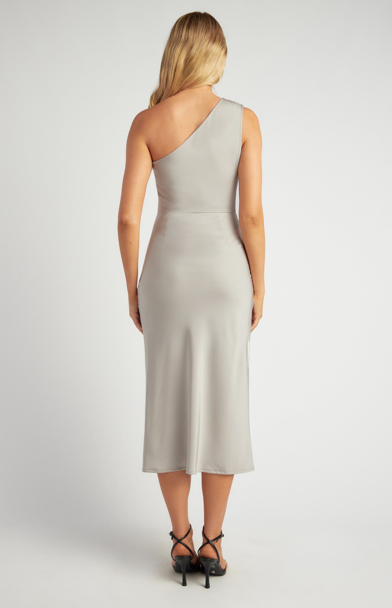 Pleated Detail Satin Dress with Detachable Scarf