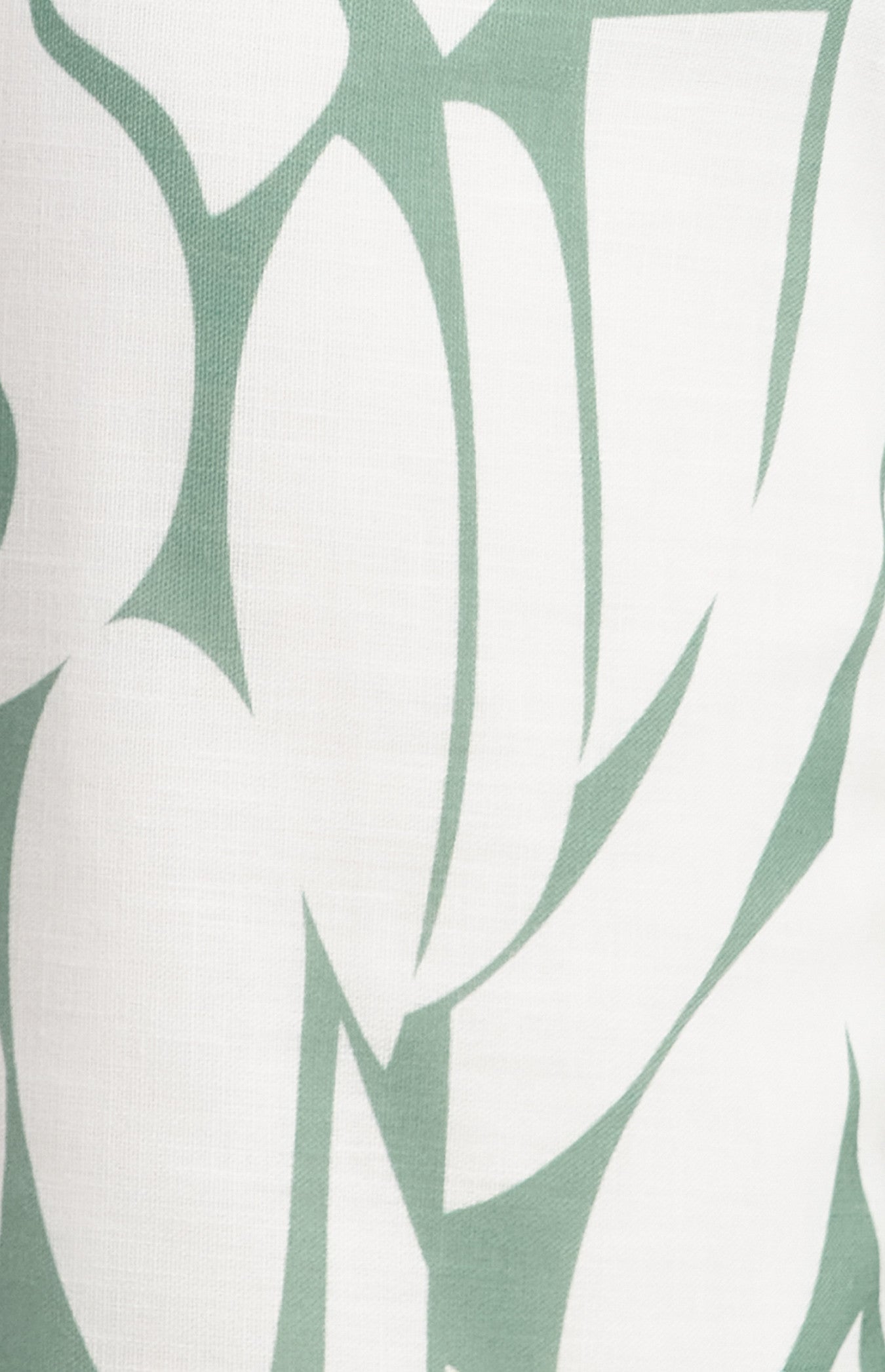 Faux Linen Placement Print Jumpsuit with Shirred Waist