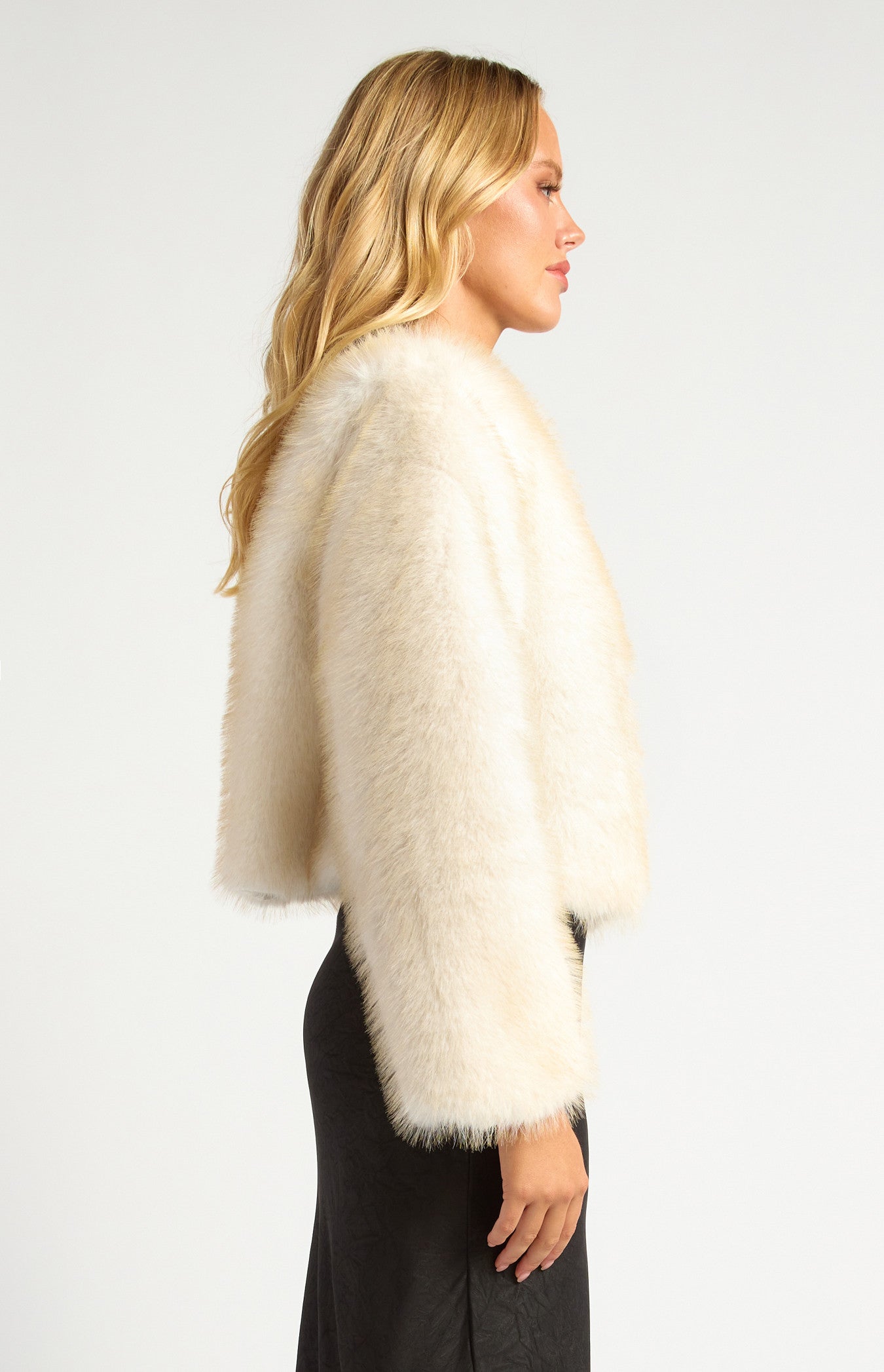 Faux Fur Coat with Hook and Eye Closure