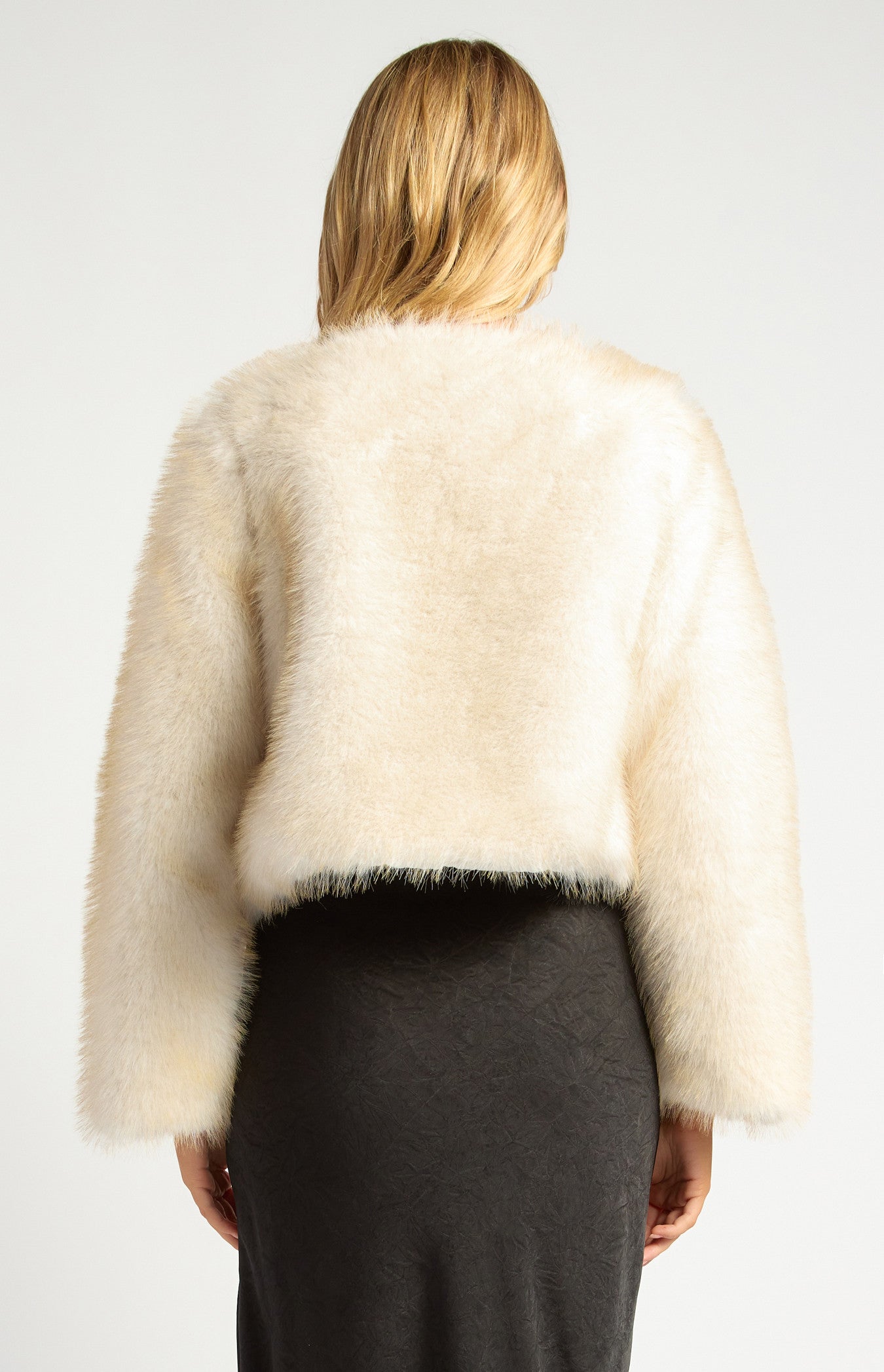 Faux Fur Coat with Hook and Eye Closure