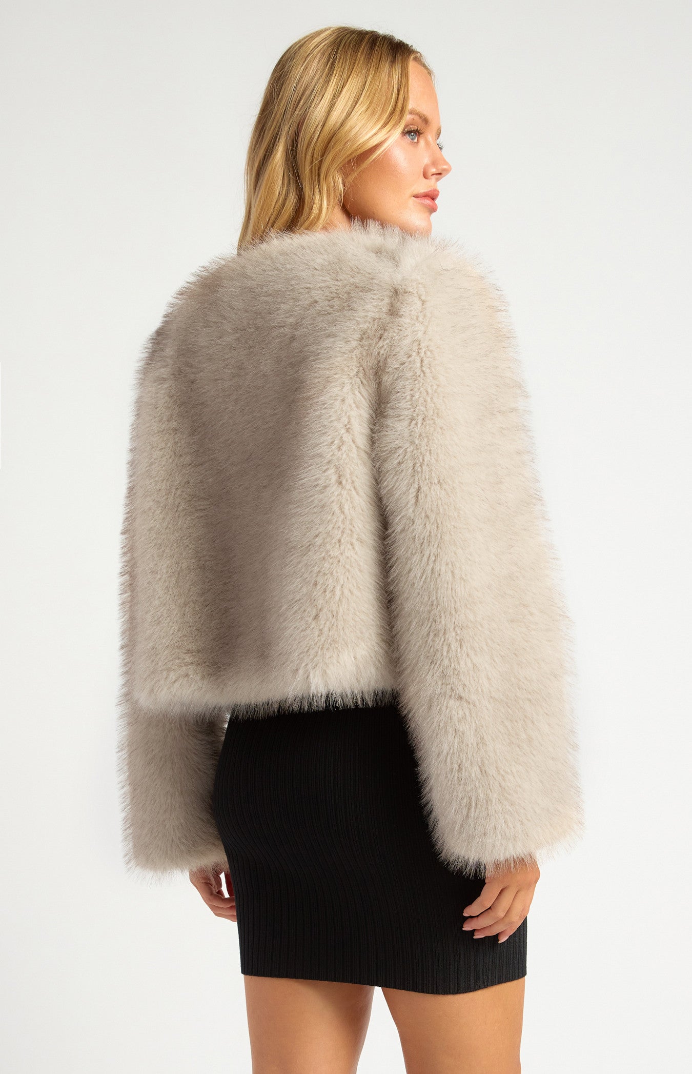 Faux Fur Coat with Hook and Eye Closure