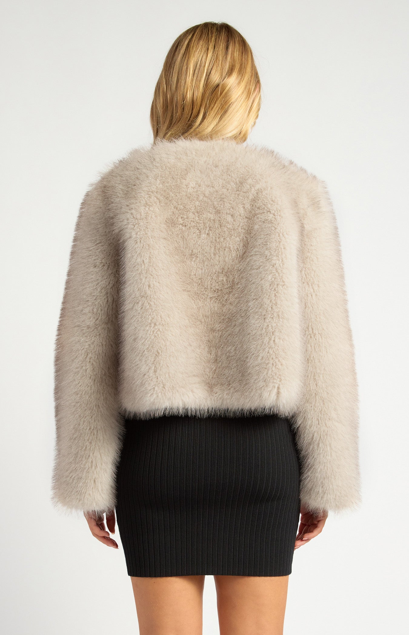 Faux Fur Coat with Hook and Eye Closure