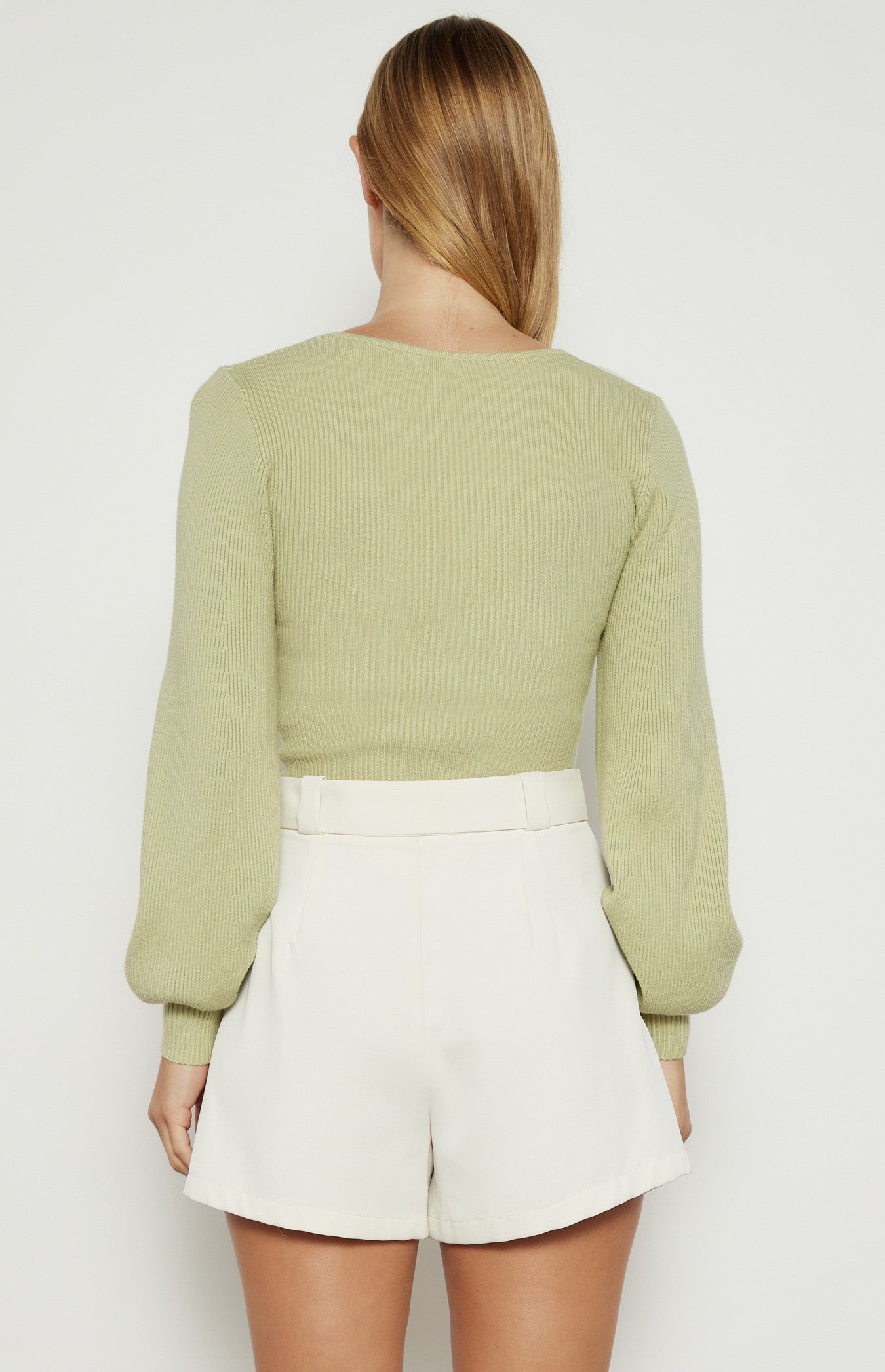 Scoop Neckline Bubble Sleeves Knit Top