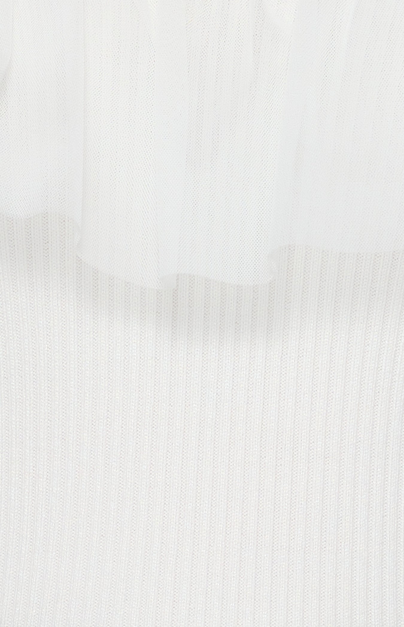 Contrast Mesh Frill Neckline Knit Top